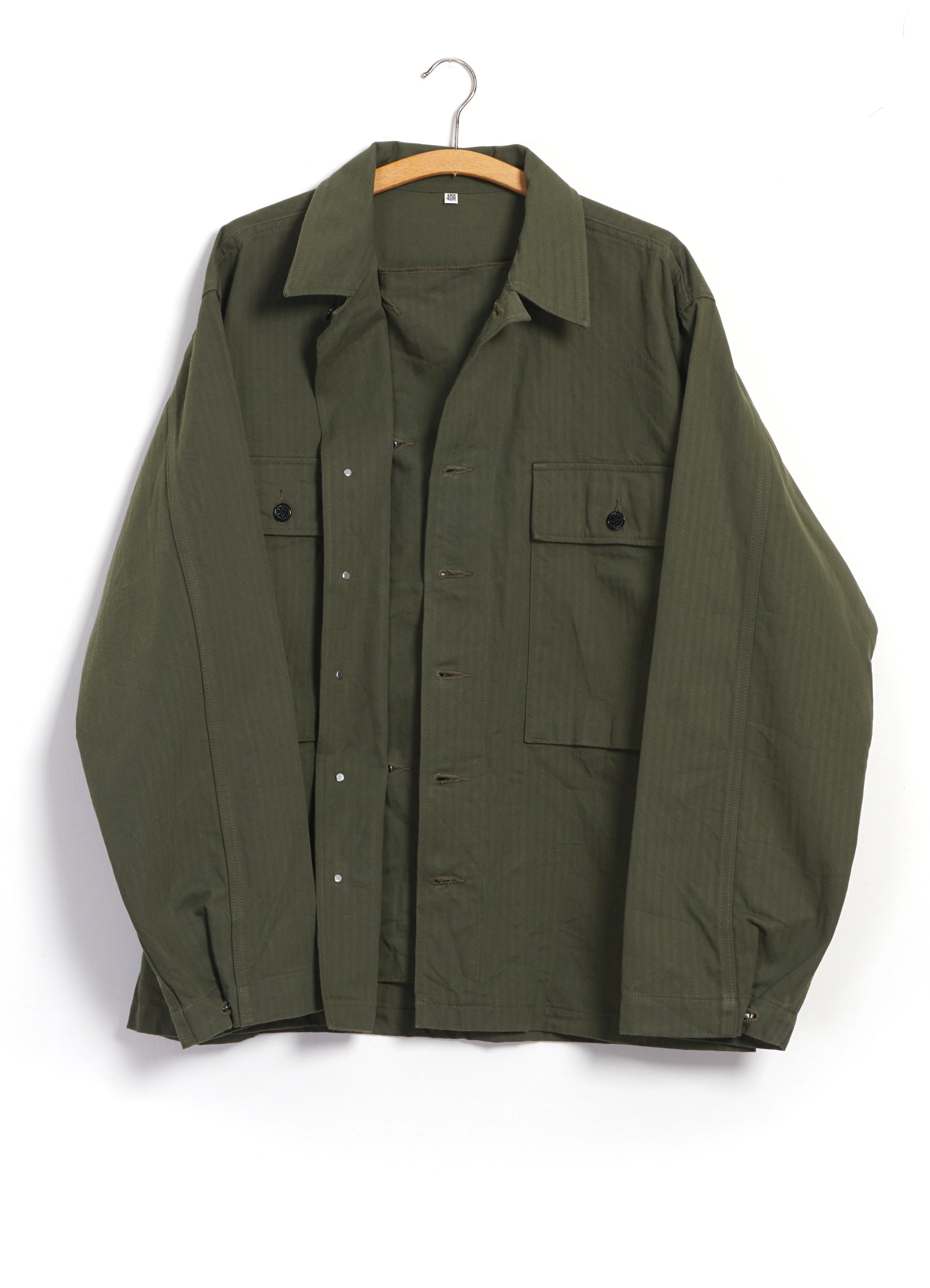 HERRINGBONE TWILL JACKET | Olive