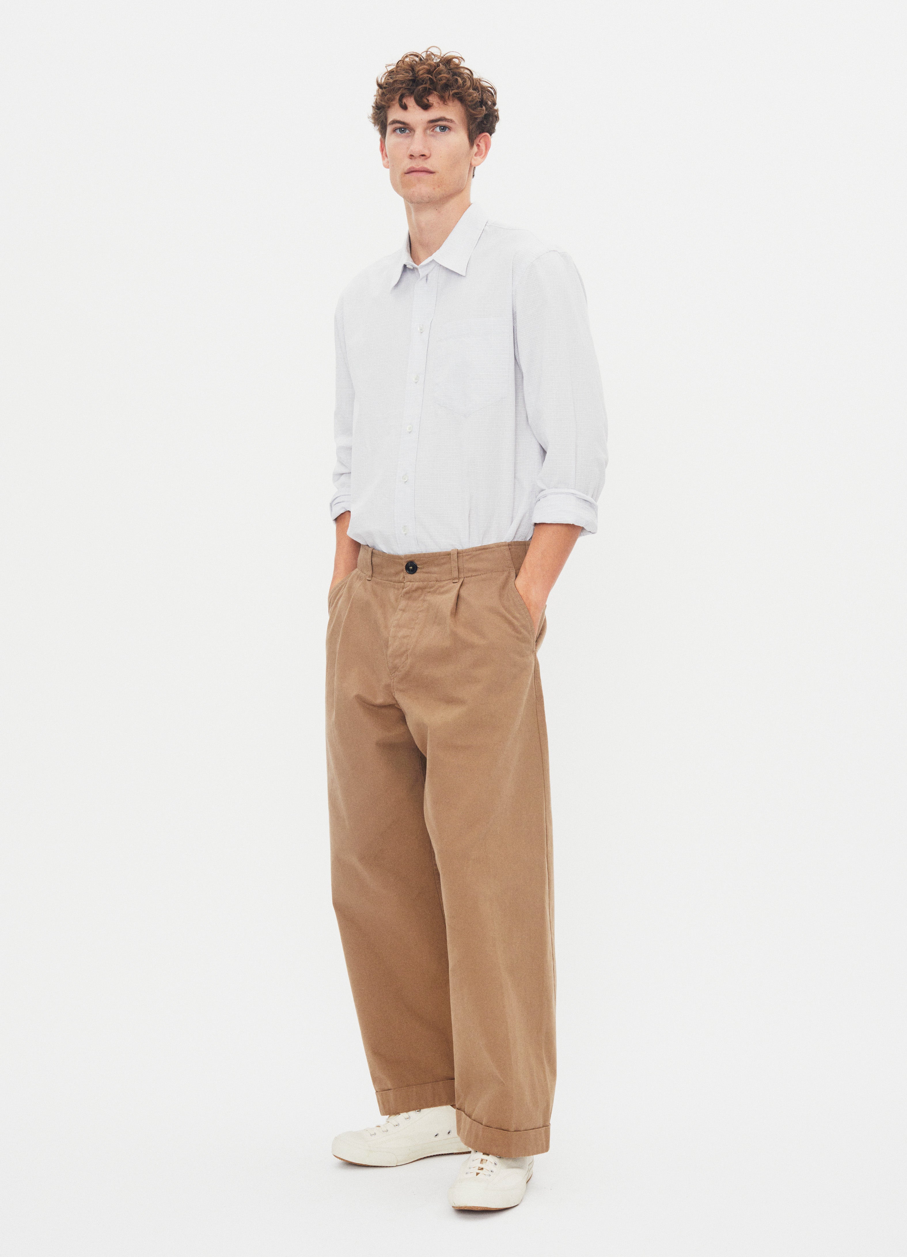 BOBBY 31-56-7 | Wide Pleated Everyday Trousers | Beige