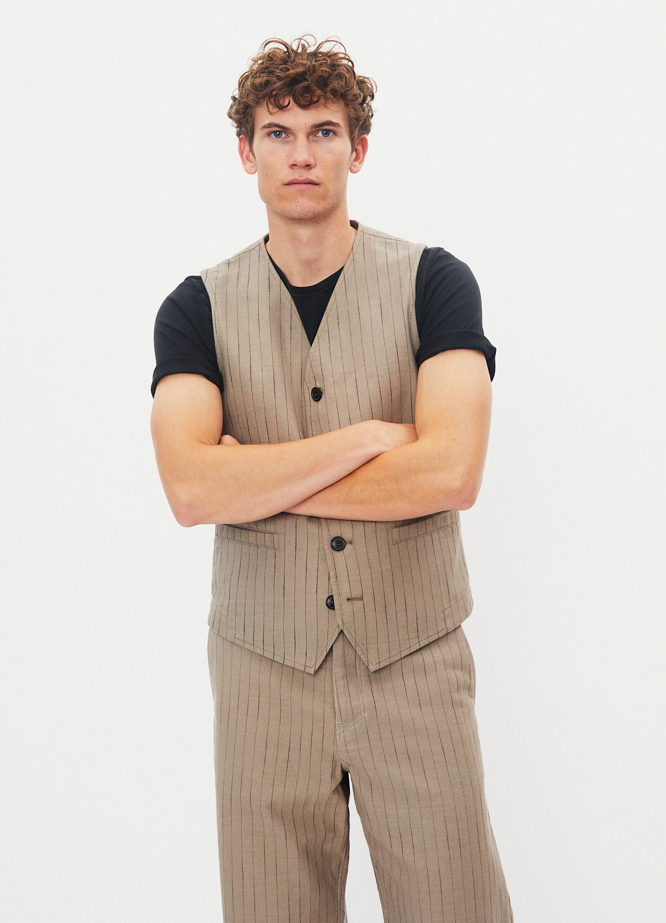 KNUD 31-57-5 | Casual Waistcoat | Beige Herringbone Pin