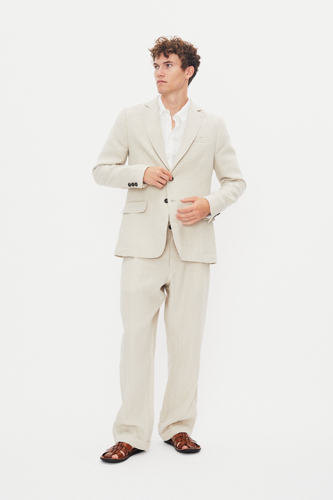 CHRIS 31-67-1 | Classic Two Button Blazer | Nature Linen
