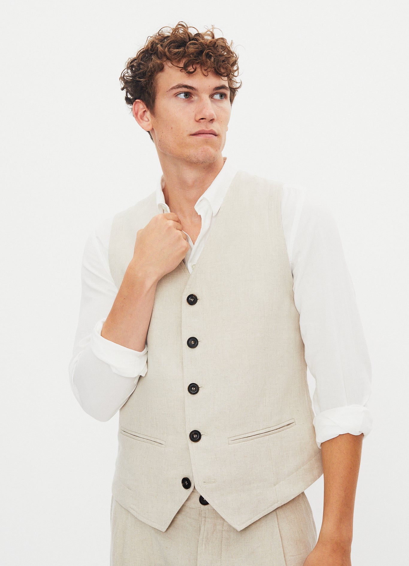 DANIEL 31-67-1 | Classic Waistcoat | Nature Linen