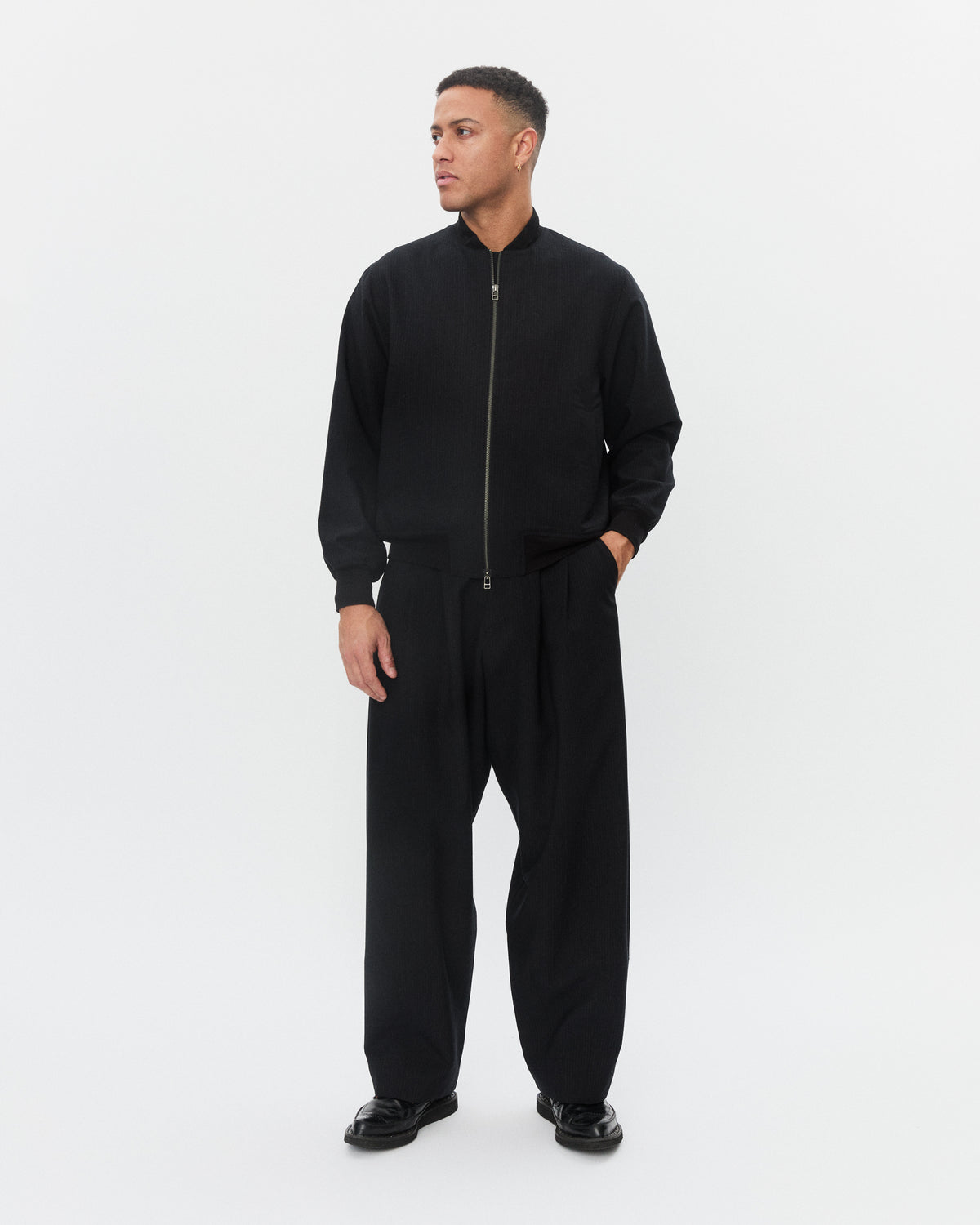 ANDREW 32-65-2 | Balloon Trousers | Wool Pin Black