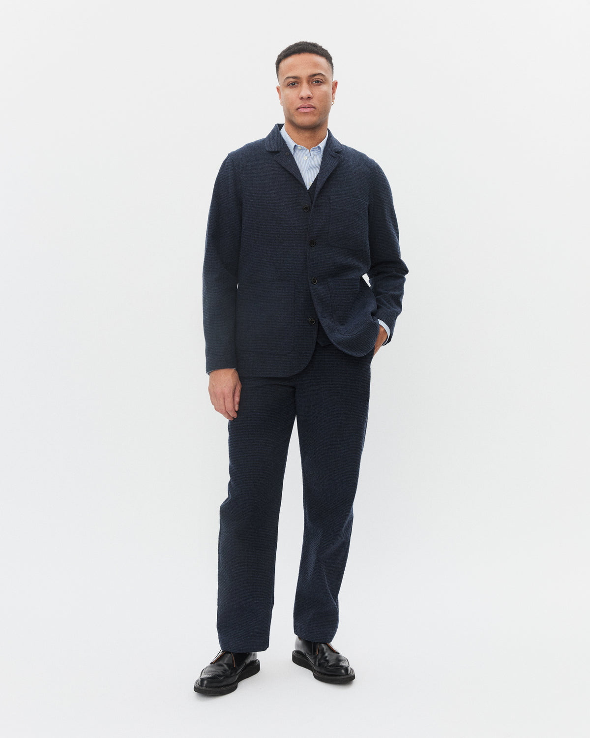 JOSEF 32-61-3 | Easy Four Button Blazer | Broken Blue