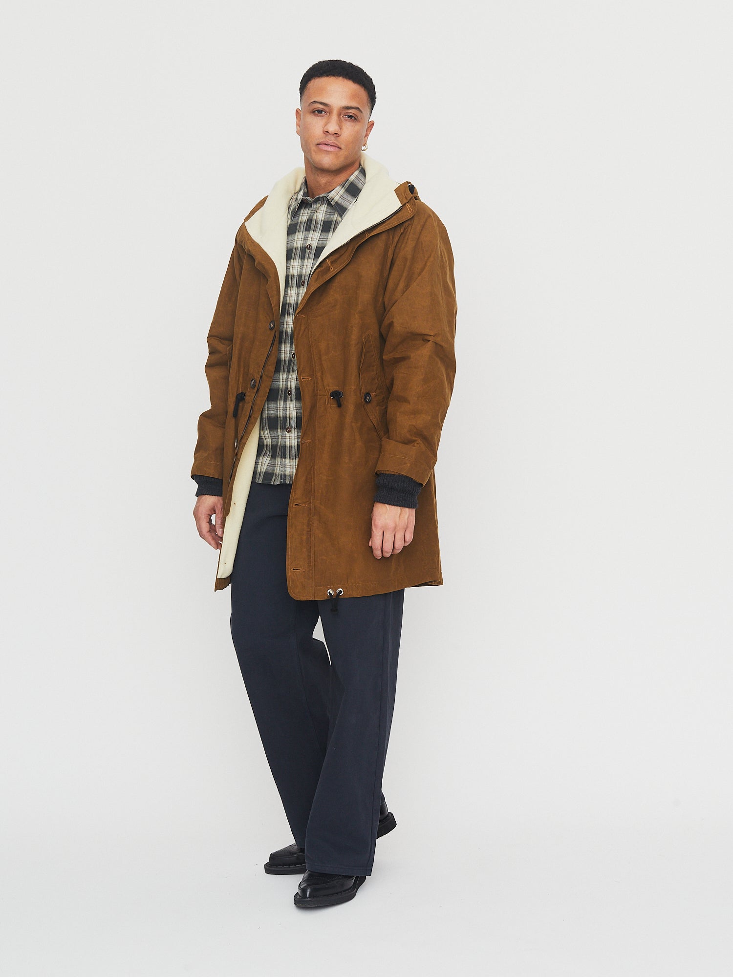 RASMUS 30-68-9 | Waxed Parka With Zipper | Breen