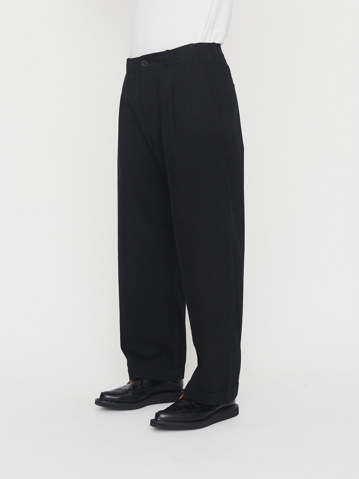 BOBBY 30-56-2 | Wide Pleated Everday Trousers | Black