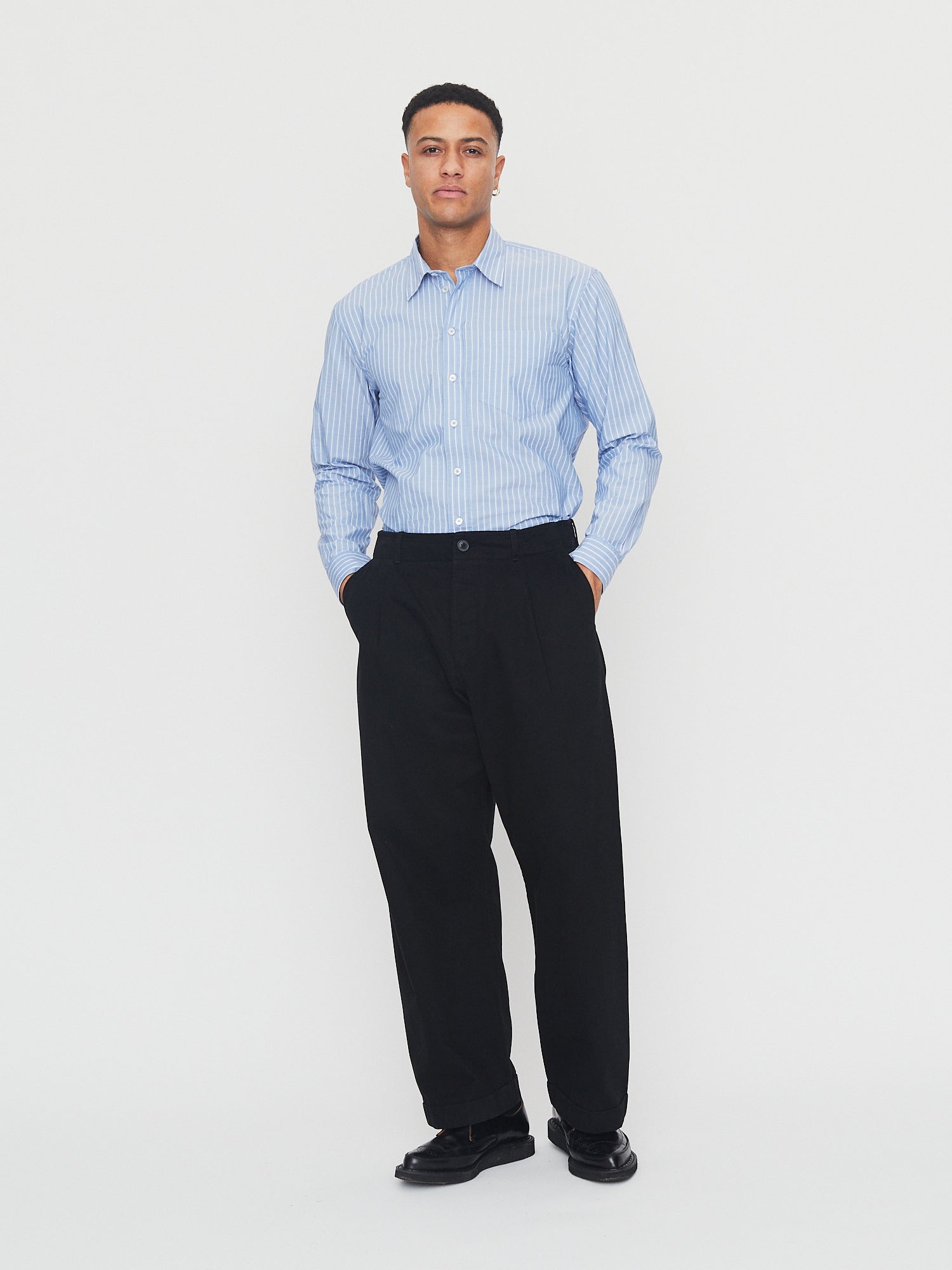 BOBBY 31-56-2 | Wide Pleated Everyday Trousers | Black