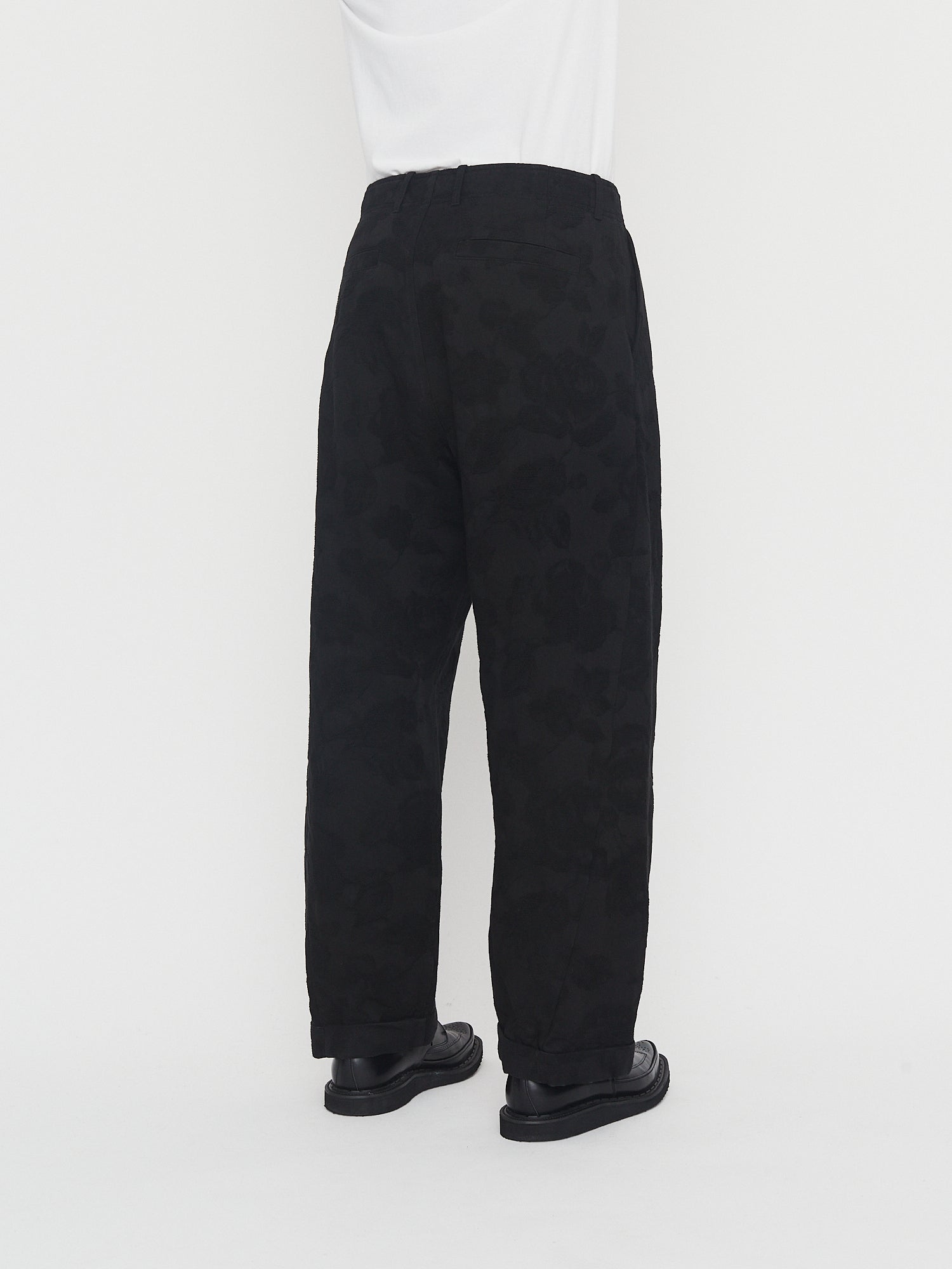 BOBBY 30-30-2 | Wide Pleated Trousers | Black Flowers