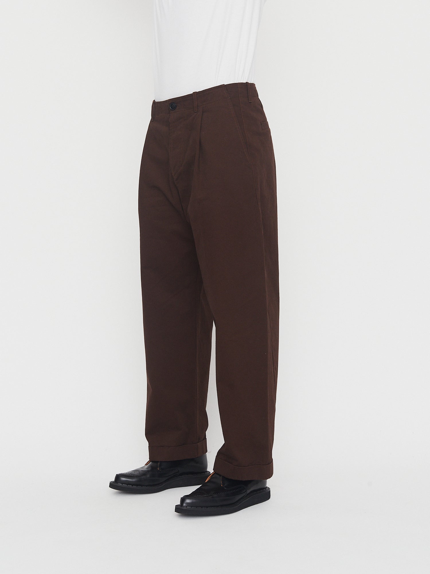 BOBBY 30-56-8 | Wide Pleated Everyday Trousers | Chestnut