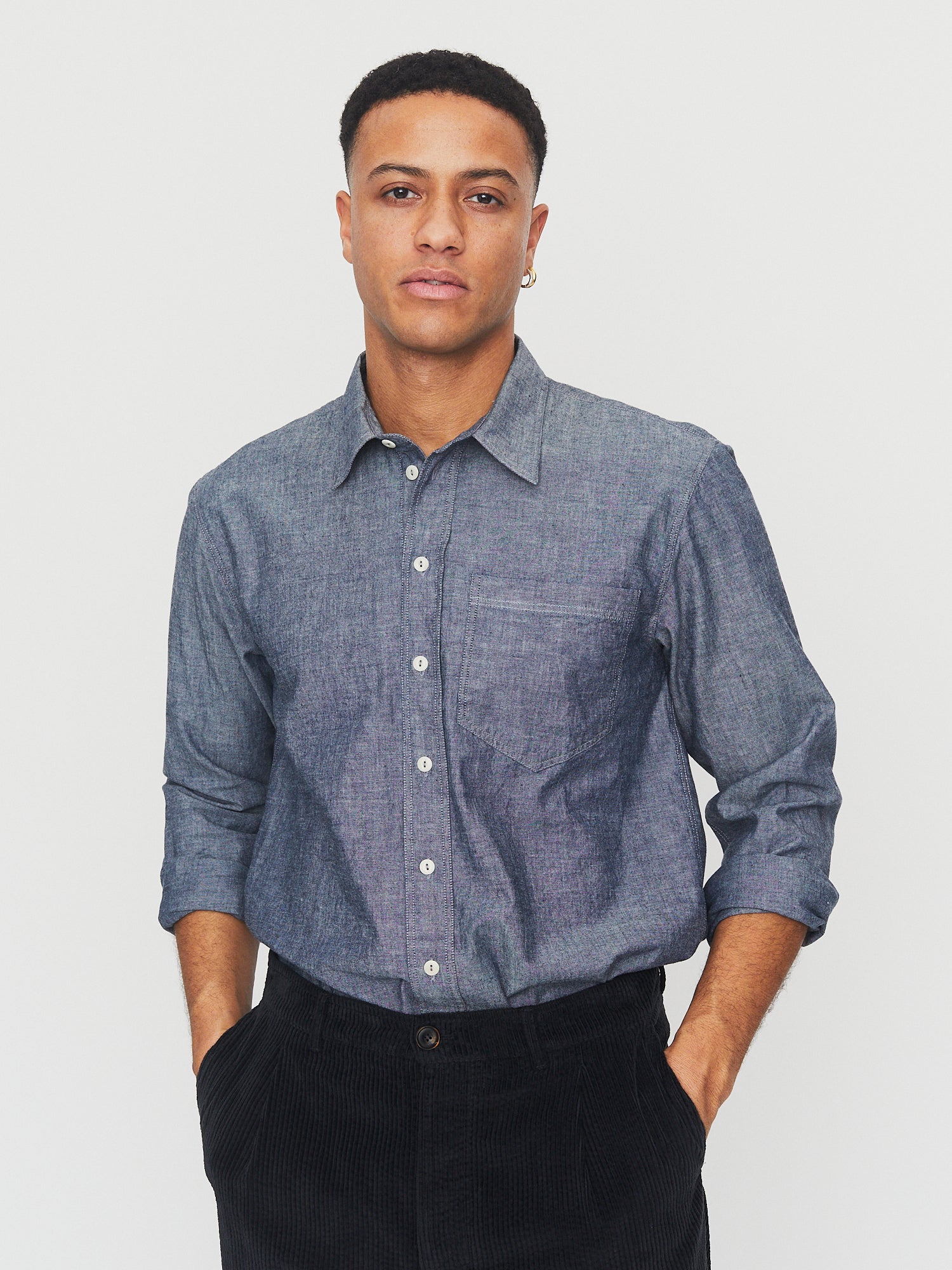 RAYMOND 30-21-4 | Loose Cut Shirt | Indigo Chambray