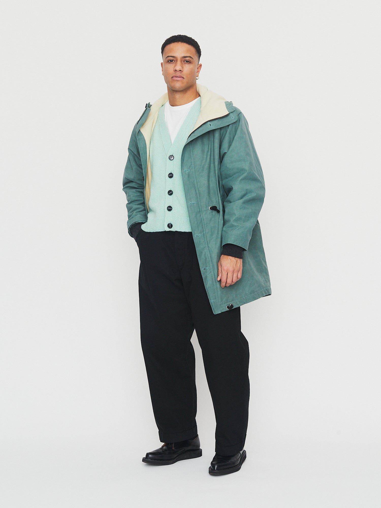 RASMUS 30-68-6 | Waxed Parka With Zipper | Faded Green