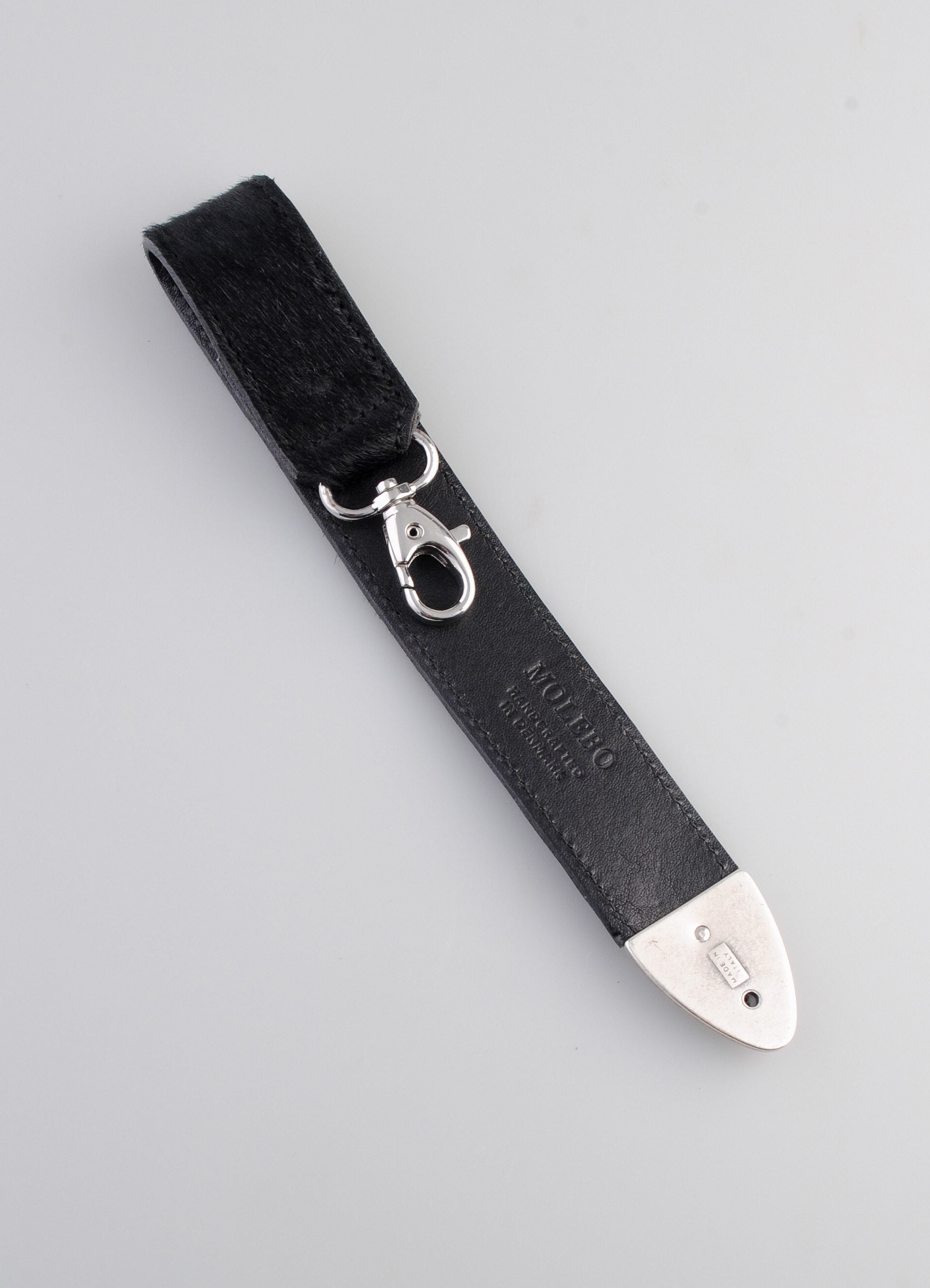 M2448 | Pony Leather Keychain Holder | Black Pony