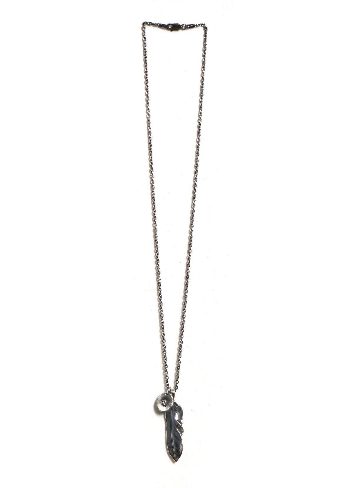 N-410 | Liberty Feather Turquoise Necklace | Silver Coin