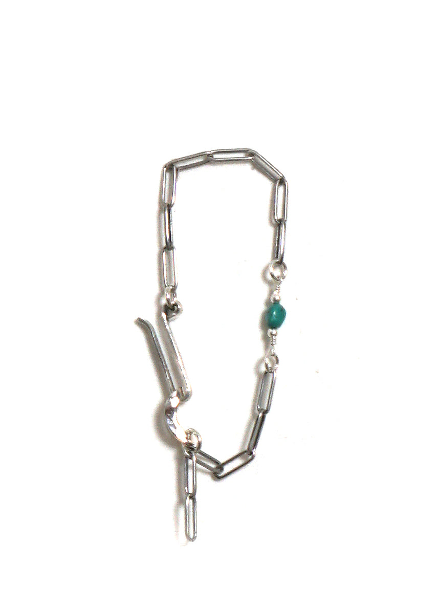 N-628 | Navajo Chain Turquoise Bracelet | Silver Coin