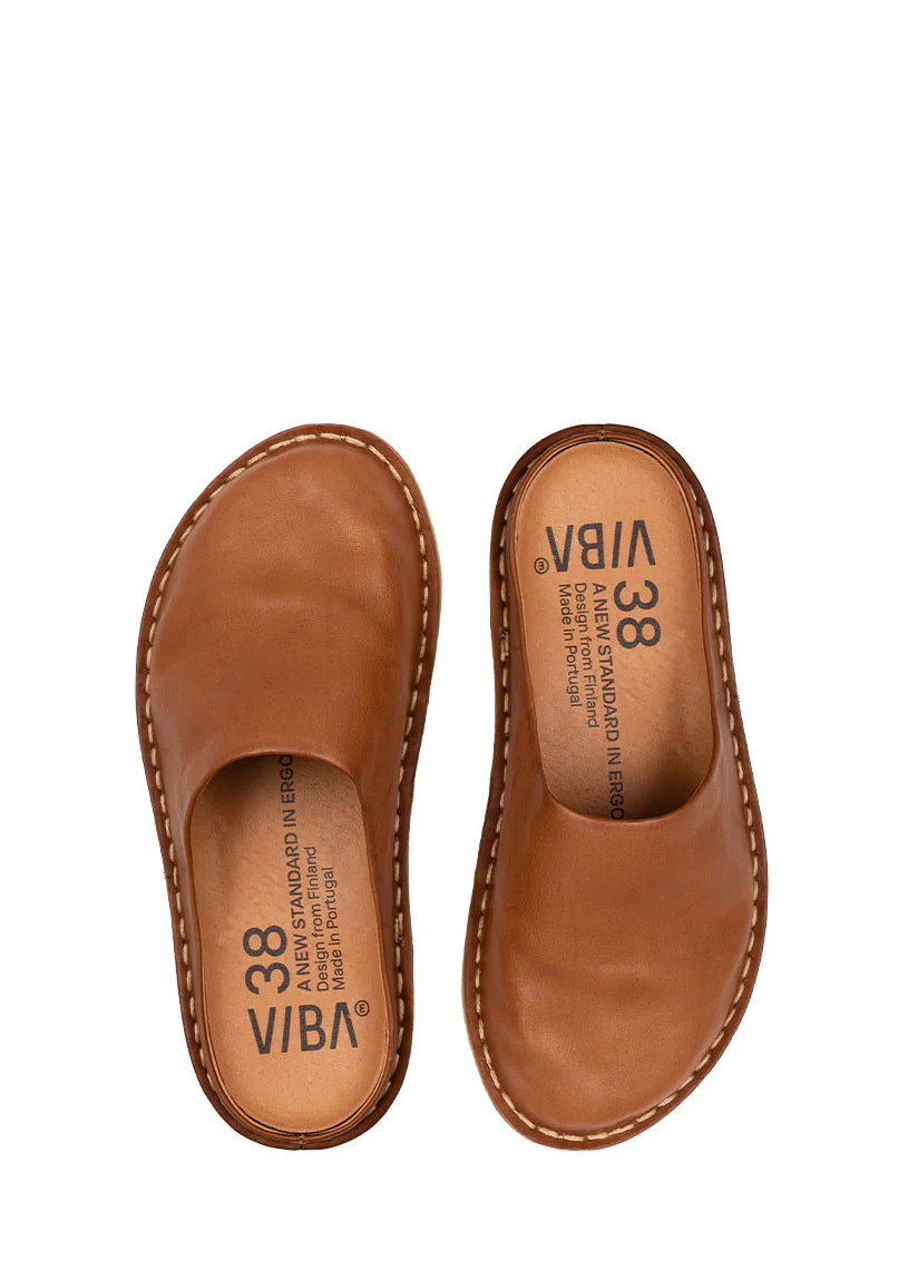 ROMA | Vegetable Tanned Leather Slipper | Cognac Brown