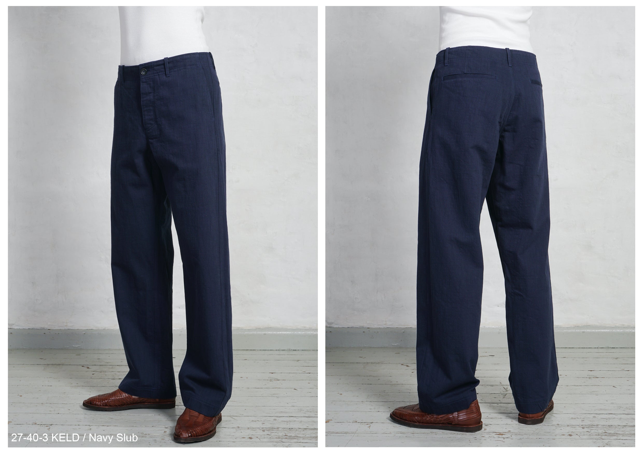 KELD | Straight Legs Work Trousers | Navy Slub