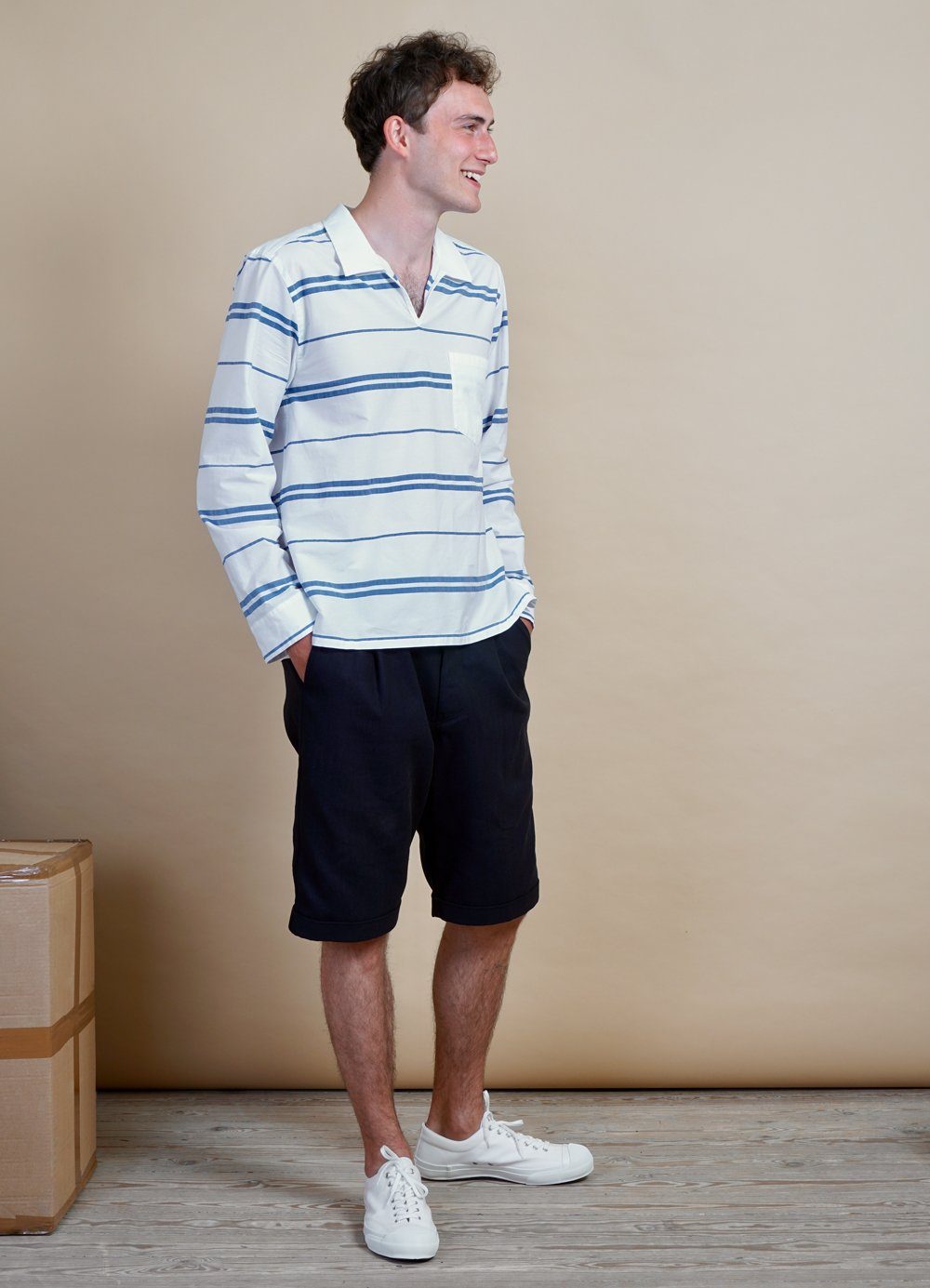 HANSEN GARMENTS - BIRK | Single Pleated Shorts | Indigo - HANSEN Garments
