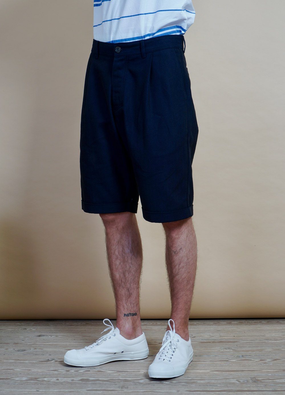 HANSEN GARMENTS - BIRK | Single Pleated Shorts | Indigo - HANSEN Garments