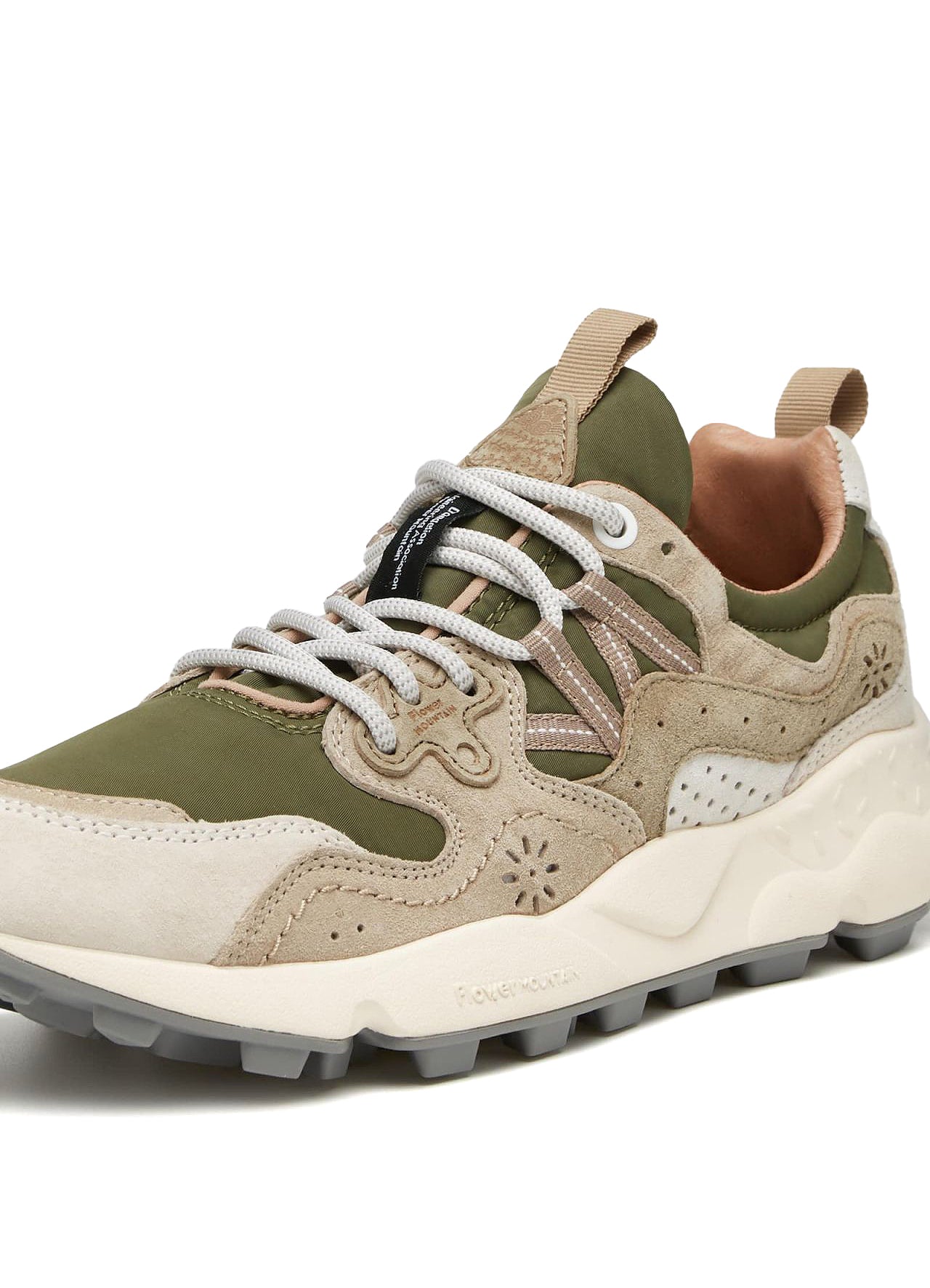 YAMANO 3 | Suede & Nylon Sneaker | Off White/Military Green