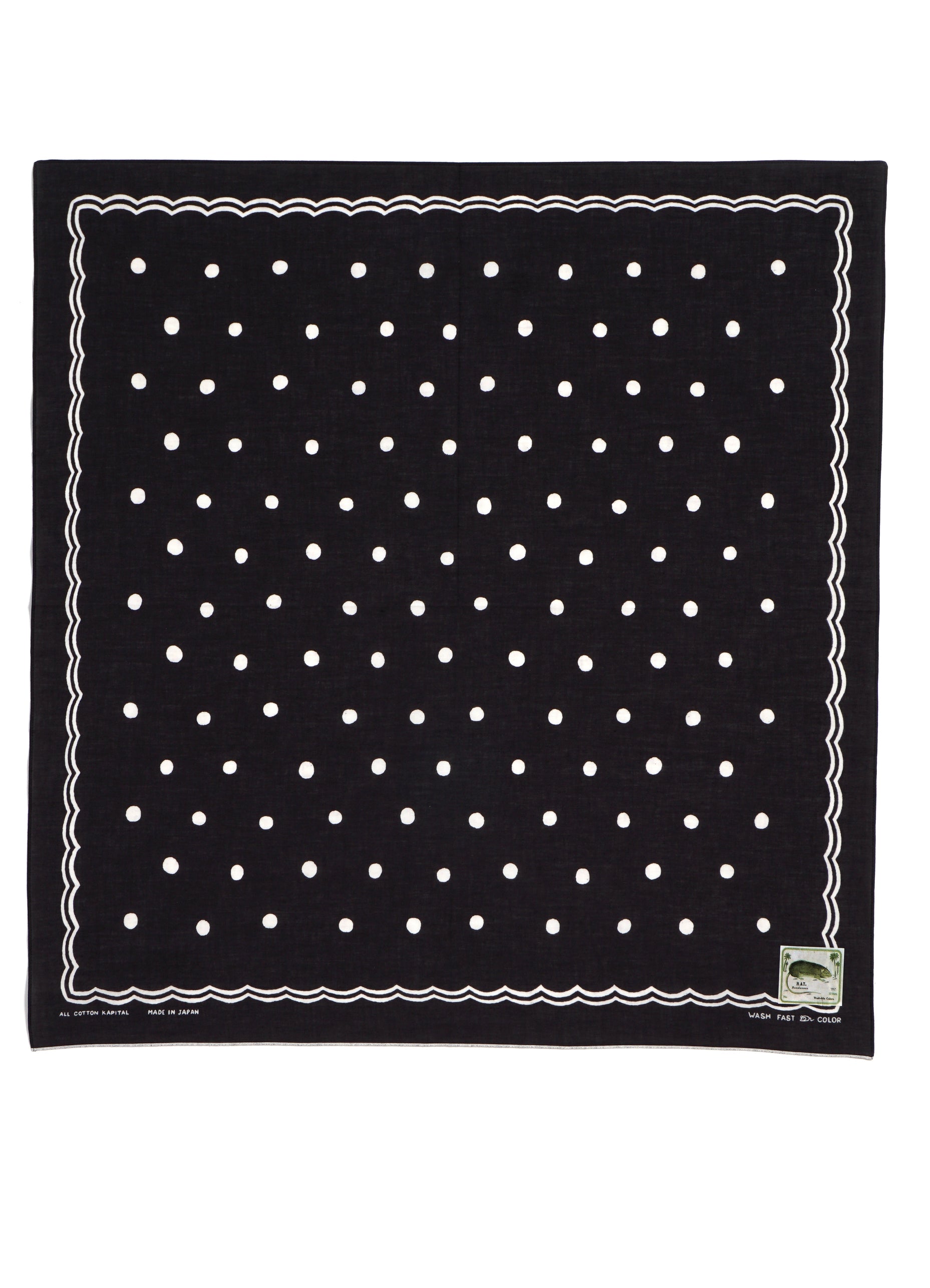 POLKA DOTS | 30x30 Selvedge Bandana | Black
