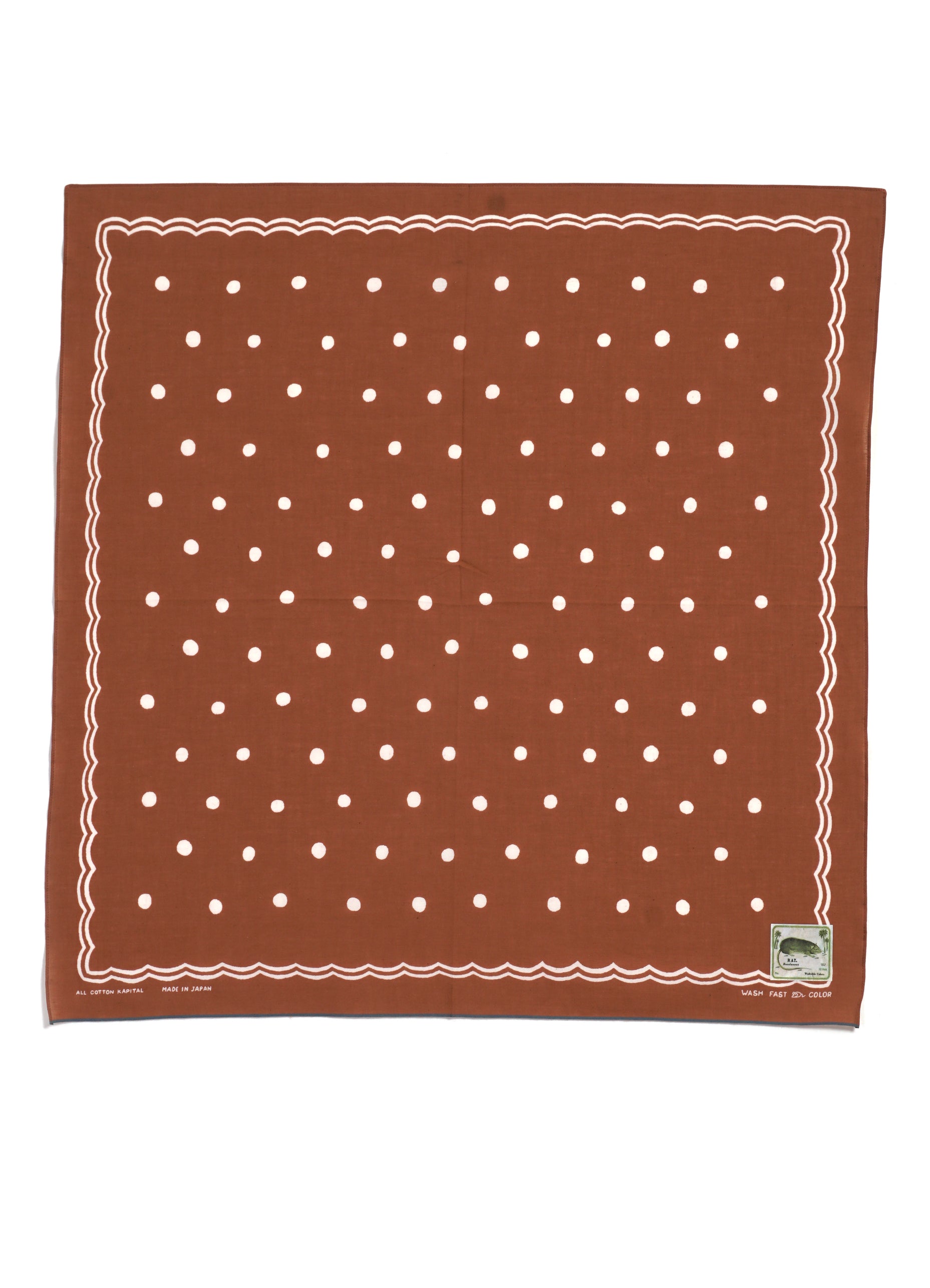 POLKA DOTS | 30x30 Selvedge Bandana | Brown