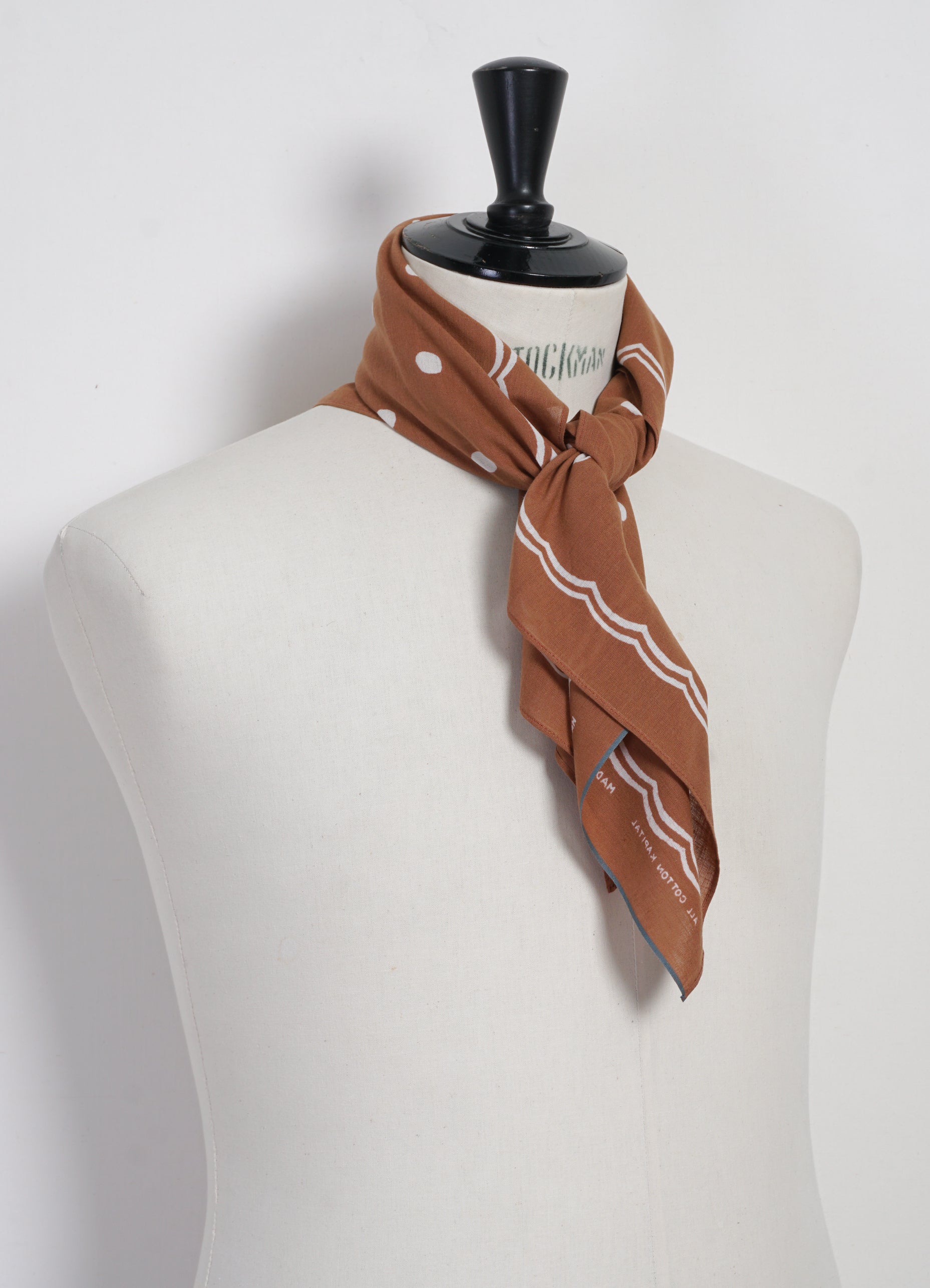 POLKA DOTS | 30x30 Selvedge Bandana | Brown