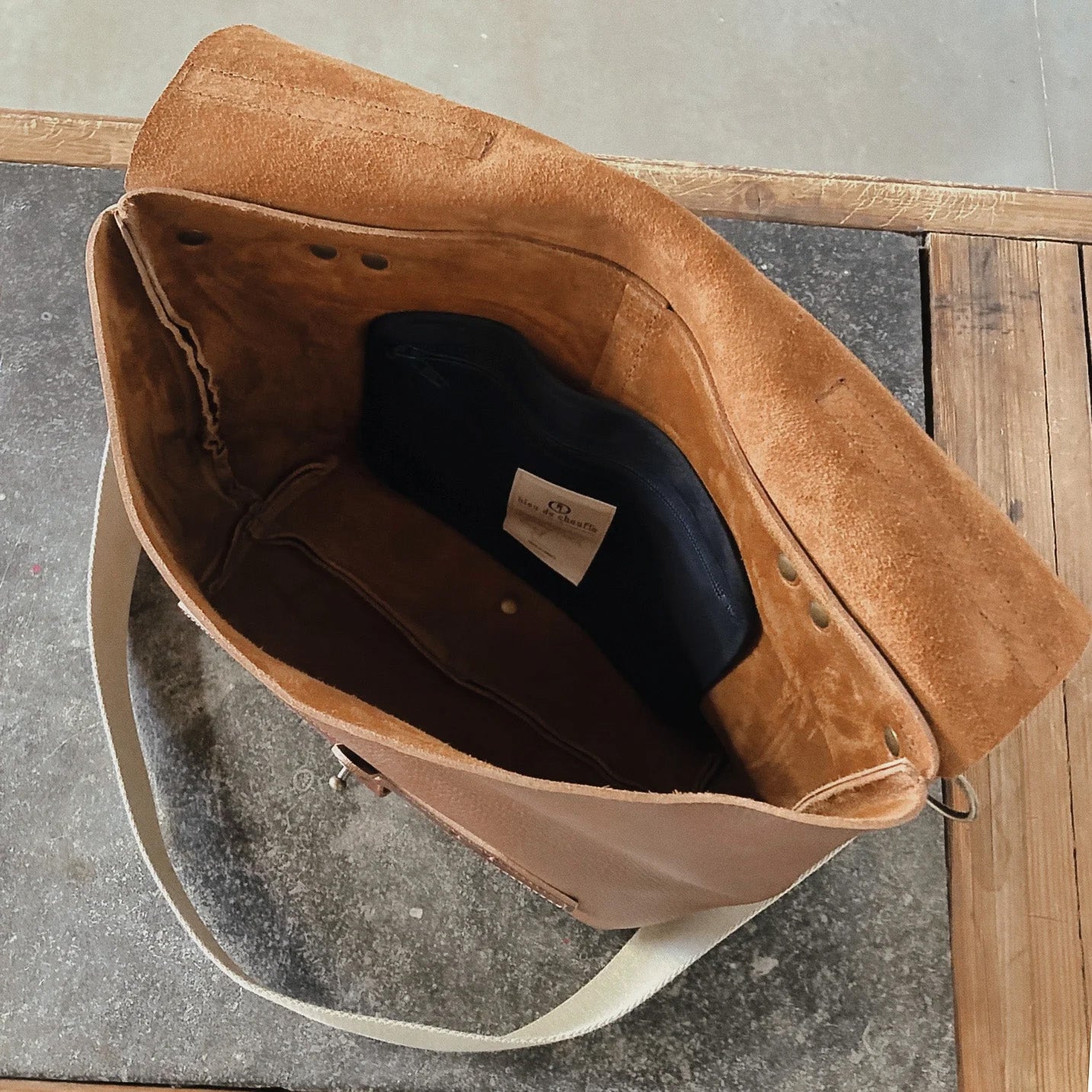 LAZARD | Vegetable Tanned Leather Satchel Bag | Black