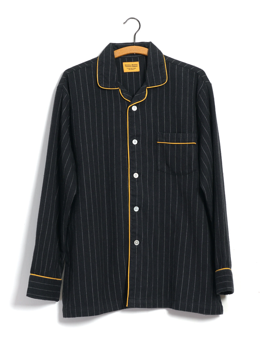 PAJAMA SUIT Two Ply Oxford Weave Black Pinstripe HANSEN Garments