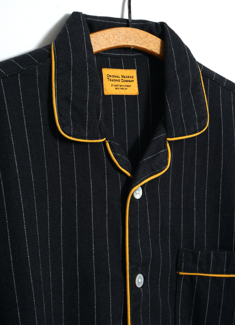 PAJAMA SUIT Two Ply Oxford Weave Black Pinstripe HANSEN Garments