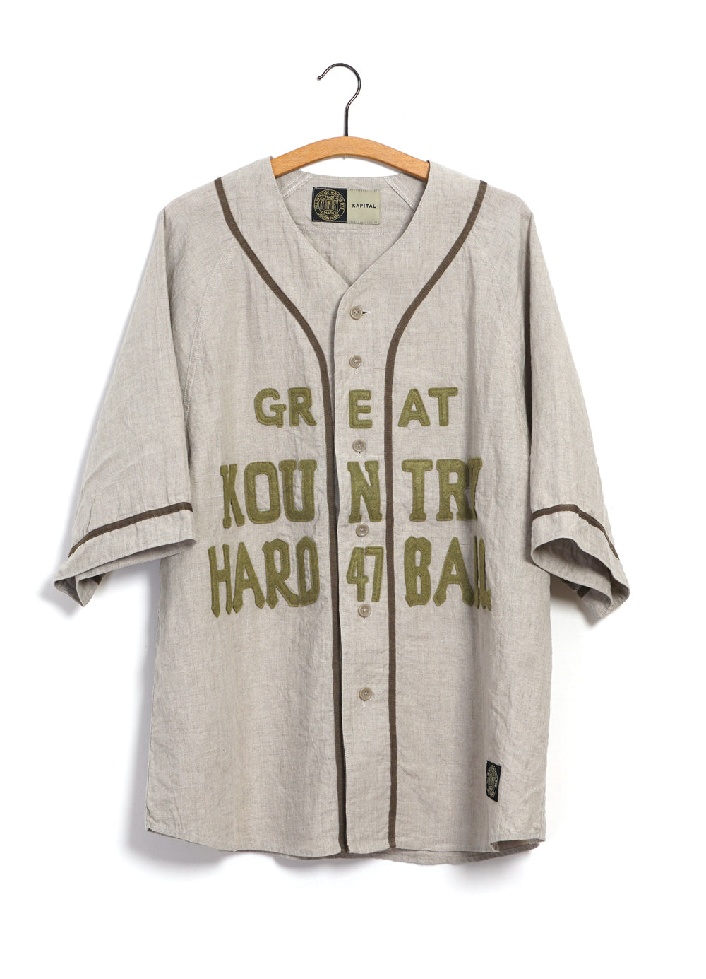 GREAT KOUNTRY | French Linen Baseball Shirt | Beige