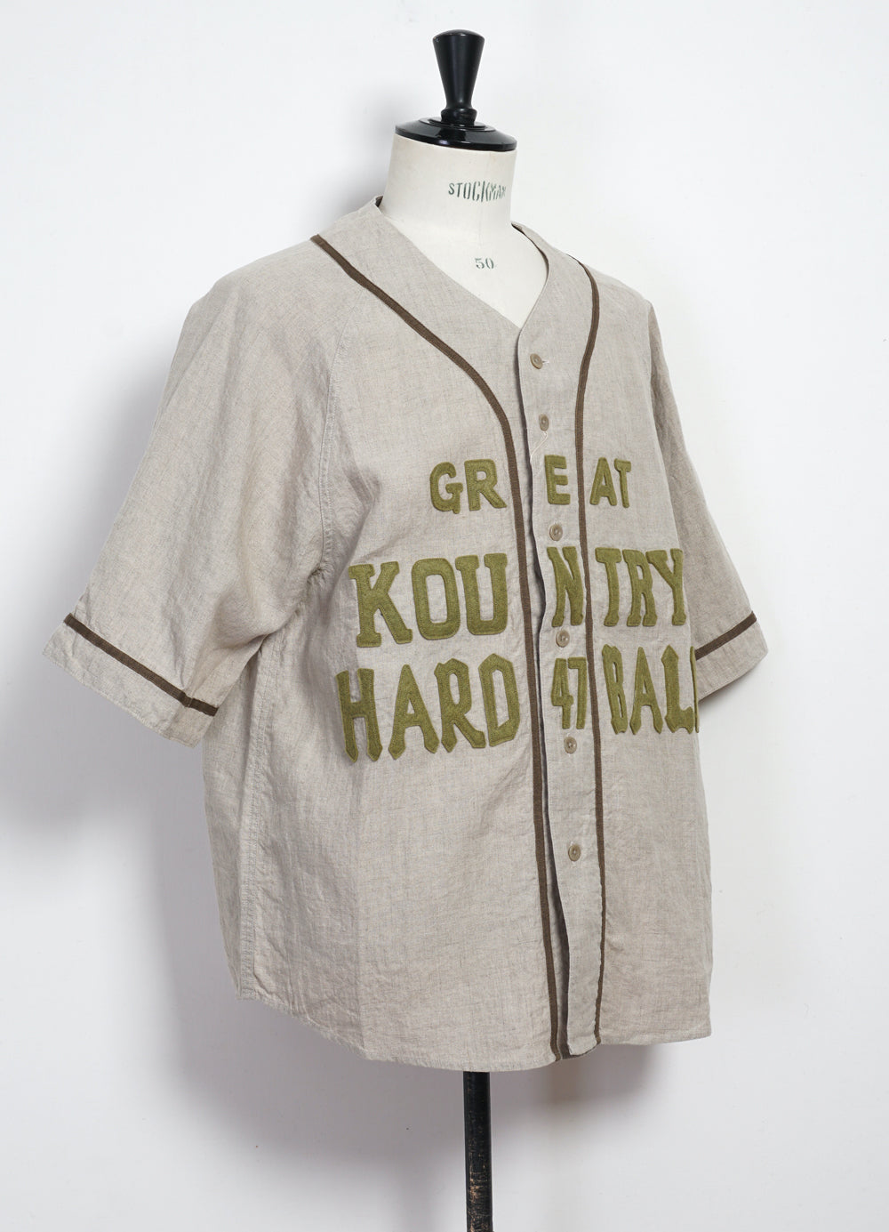 GREAT KOUNTRY | French Linen Baseball Shirt | Beige – HANSEN Garments