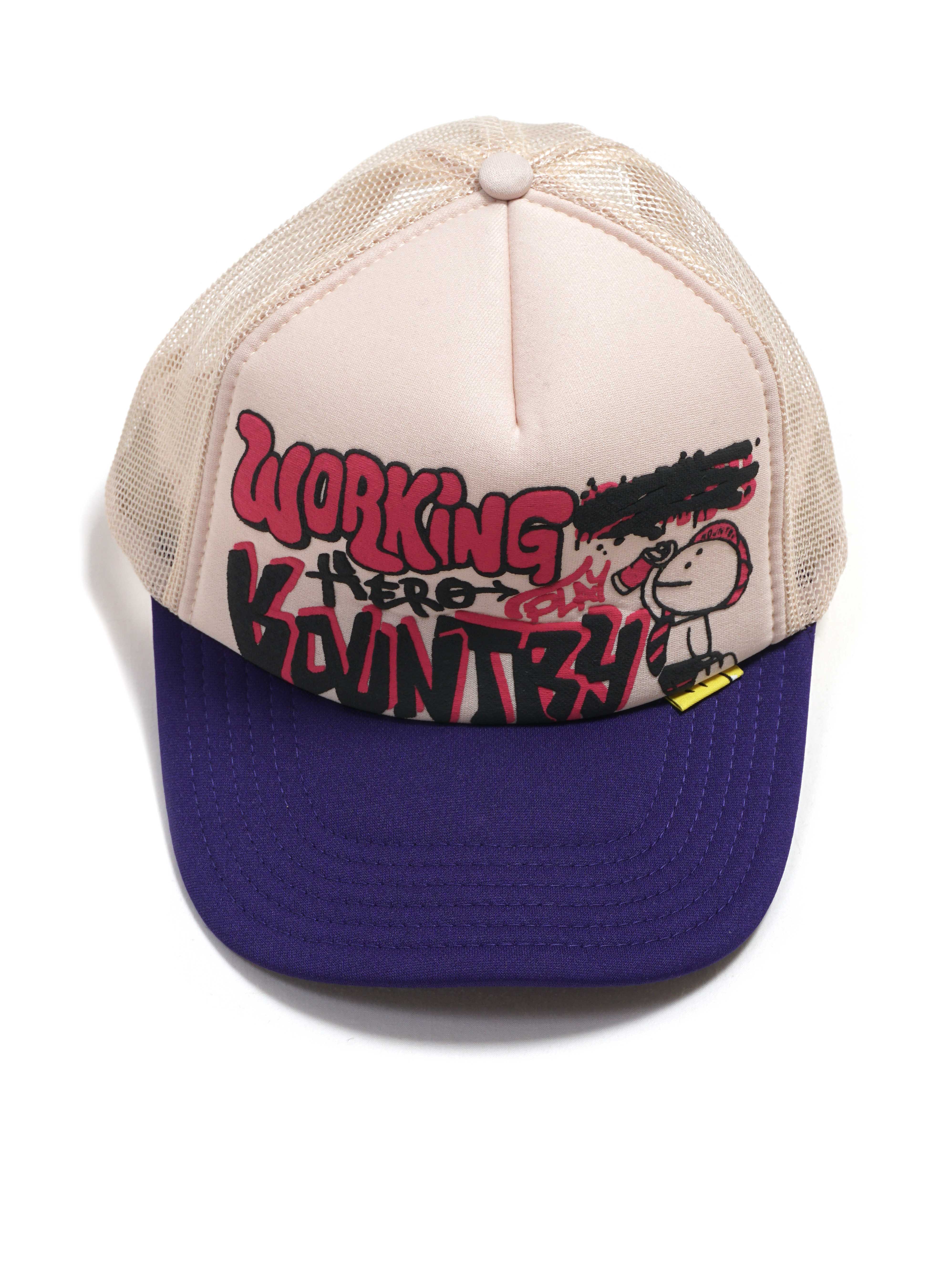 WORKING HERO | Trucker Cap | Ecru/Purple