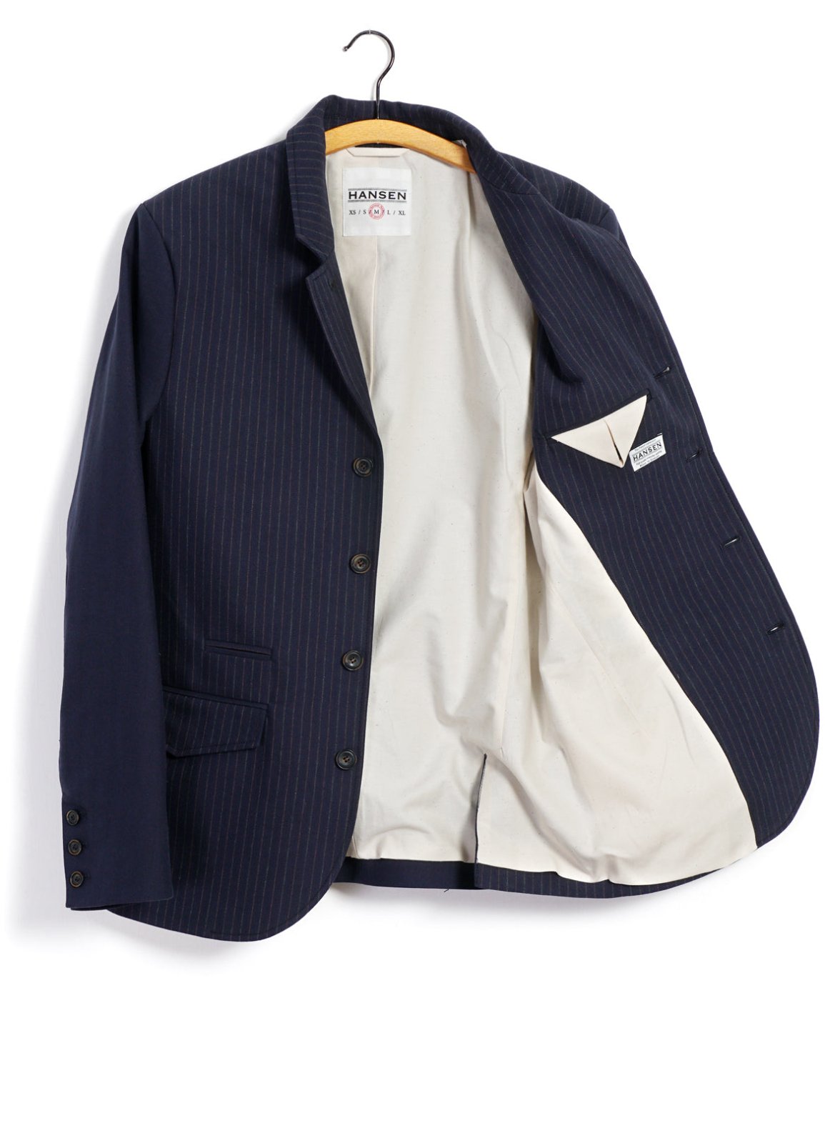 HANSEN GARMENTS - ANKER | Four Button Classic Blazer | Blue Pin - HANSEN Garments