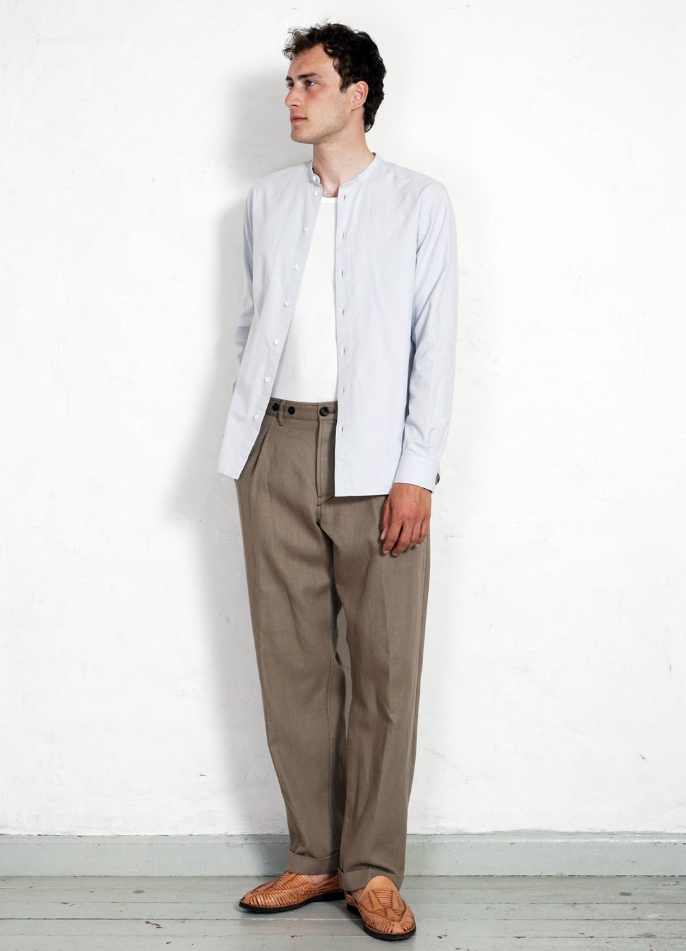HANSEN Garments - ANTE | Collarless Shirt | Silver - HANSEN Garments