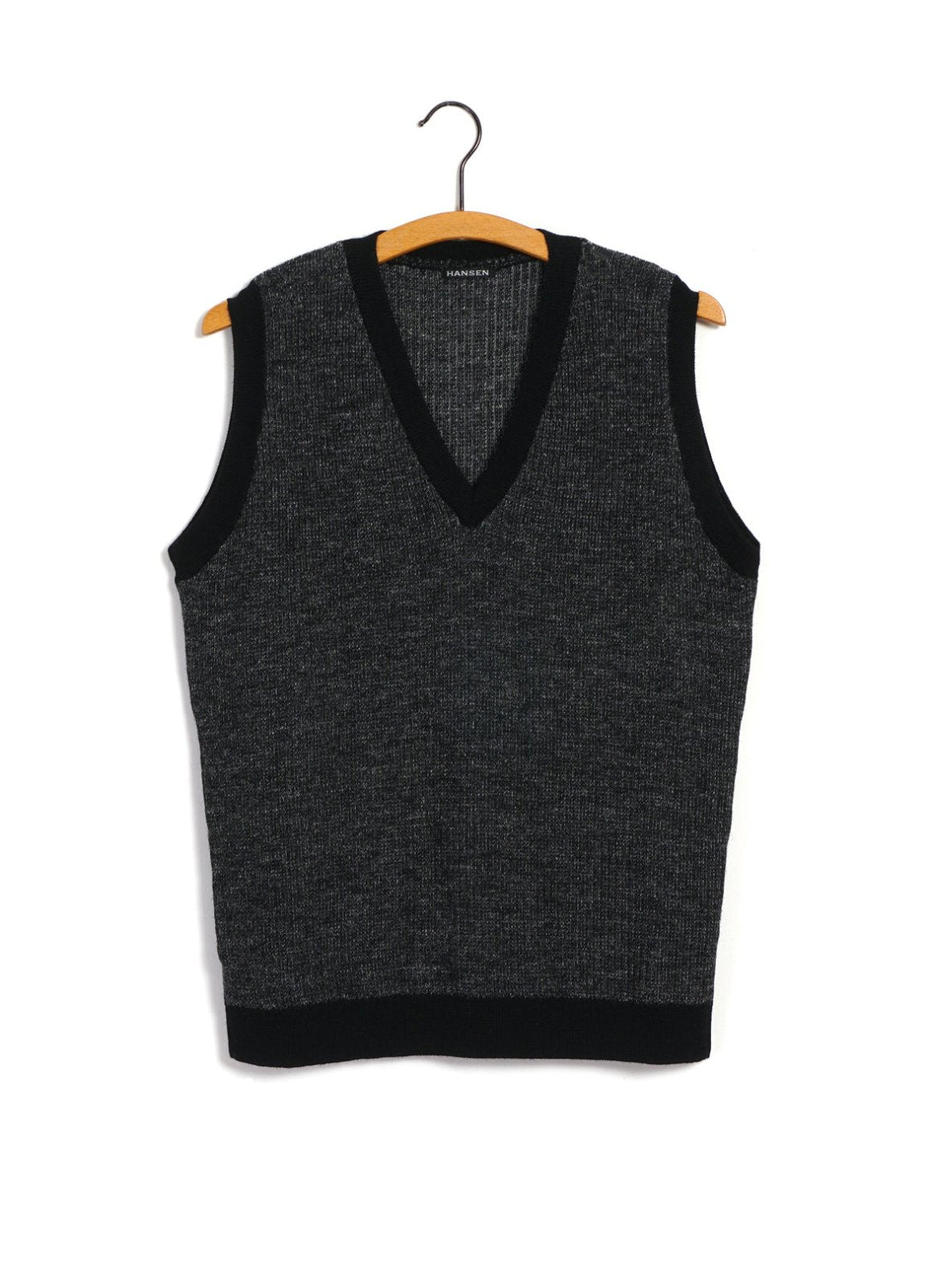HANSEN GARMENTS - ARNE | Plated Rib V-Neck Slip Over | Black Grey - HANSEN Garments