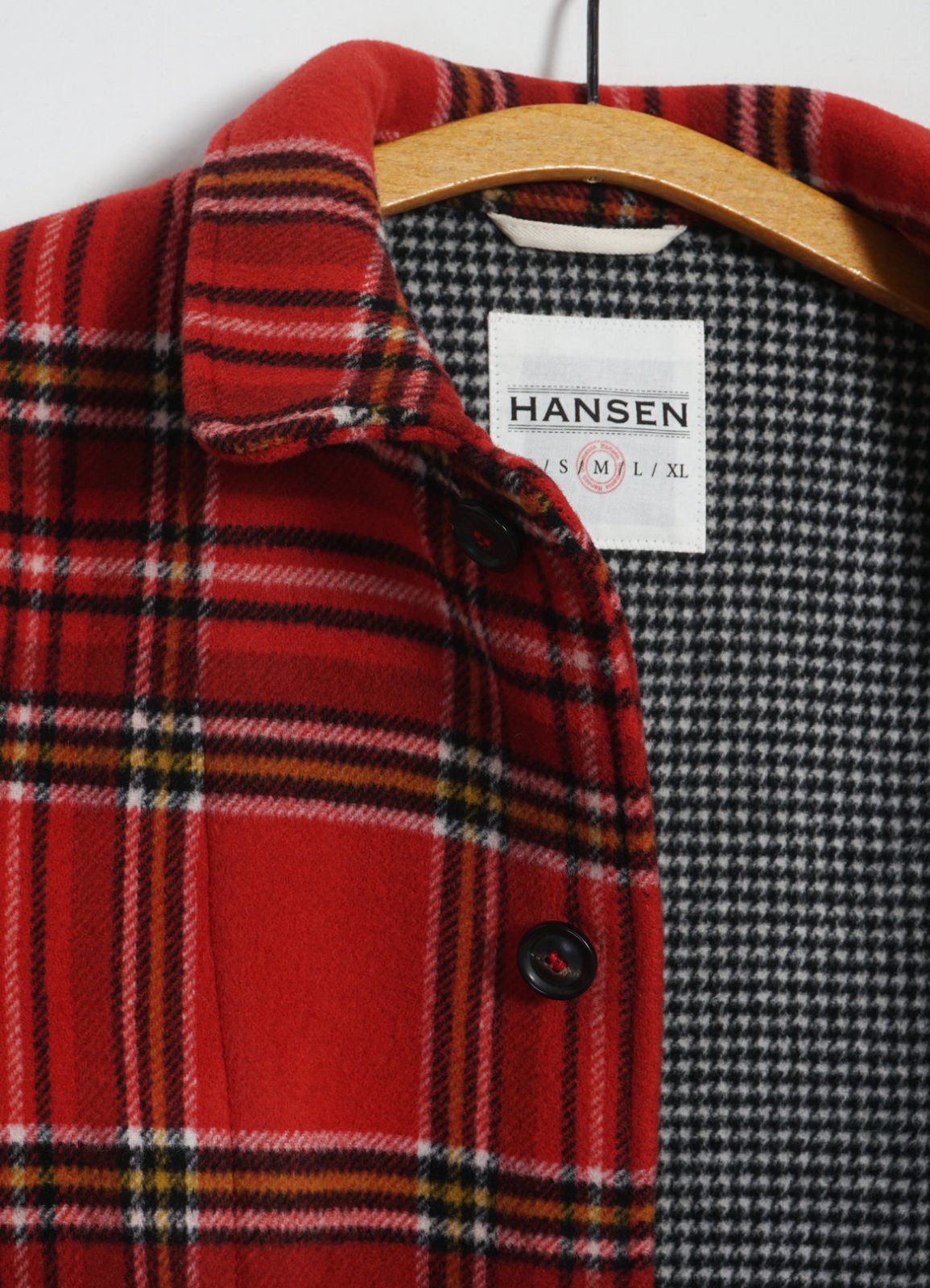 HANSEN GARMENTS - ATLAS | Short Double Face Wool Jacket | Red Check Pepita - HANSEN Garments