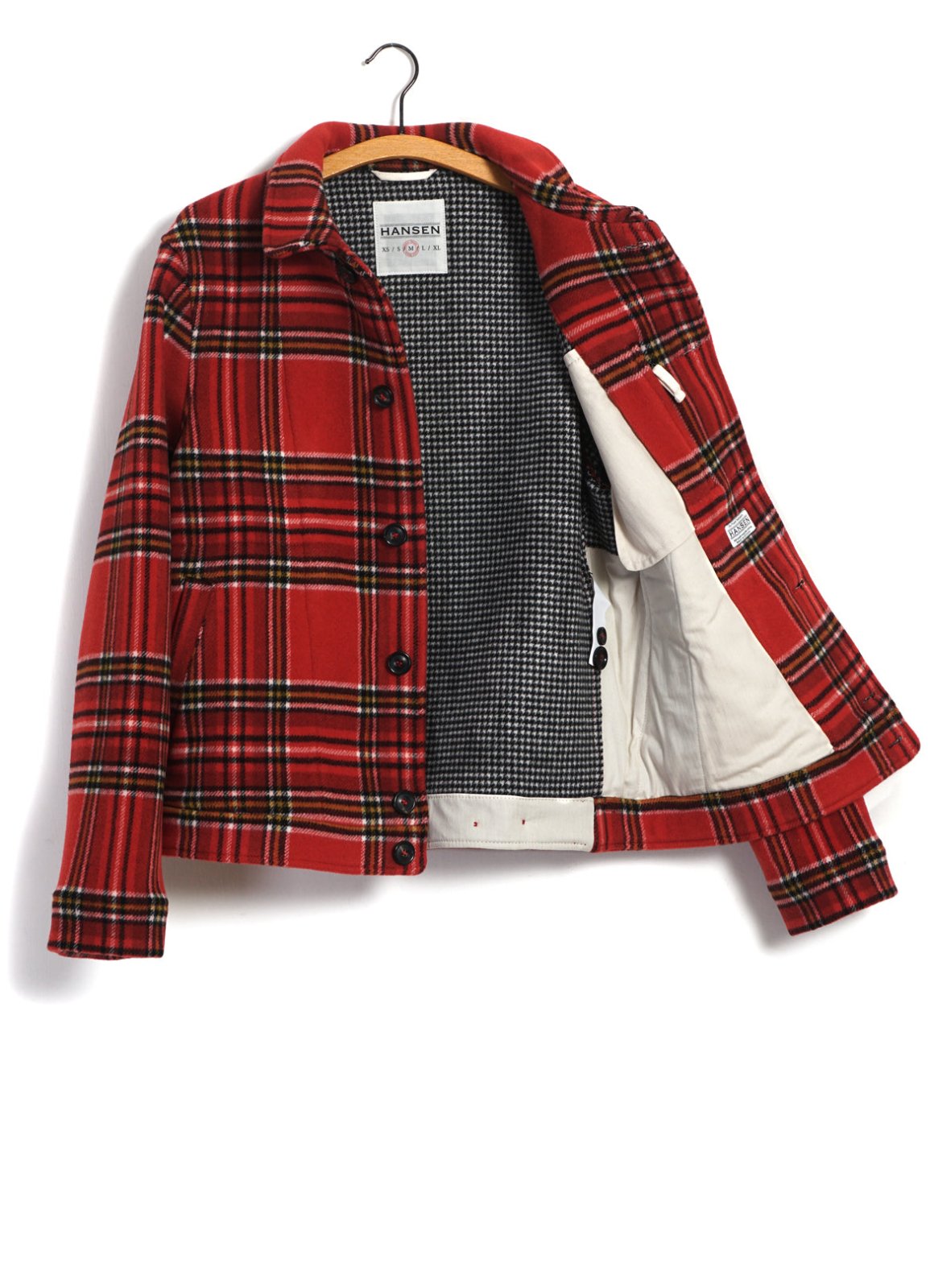 HANSEN GARMENTS - ATLAS | Short Double Face Wool Jacket | Red Check Pepita - HANSEN Garments