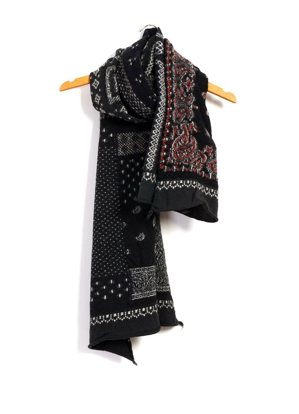 Kapital - Bandana Patchwork | Compressed Wool Scarf | Black - HANSEN Garments