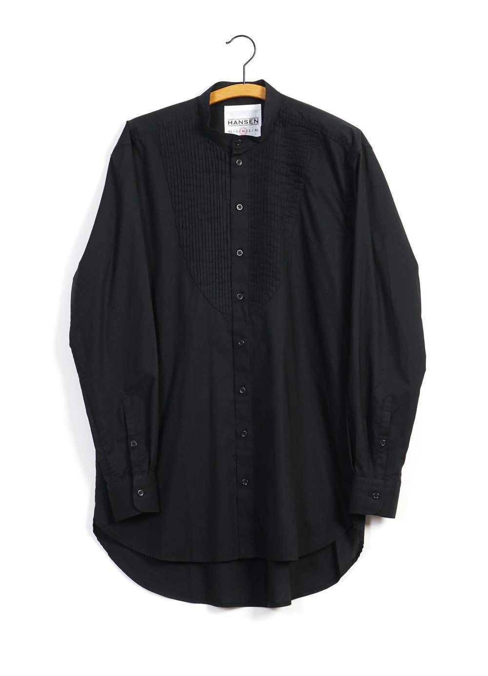 BASSE | Pleated Bib Shirt | Black | HANSEN Garments