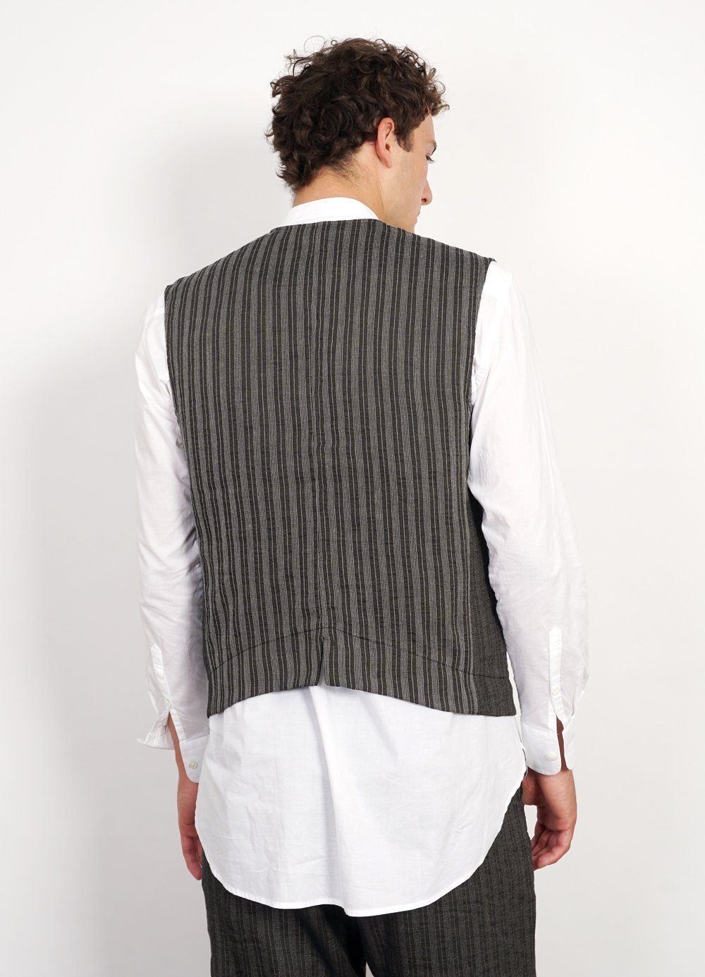 BEN | Crewneck Waistcoat| Taupe Stripes -HANSEN Garments- HANSEN Garments