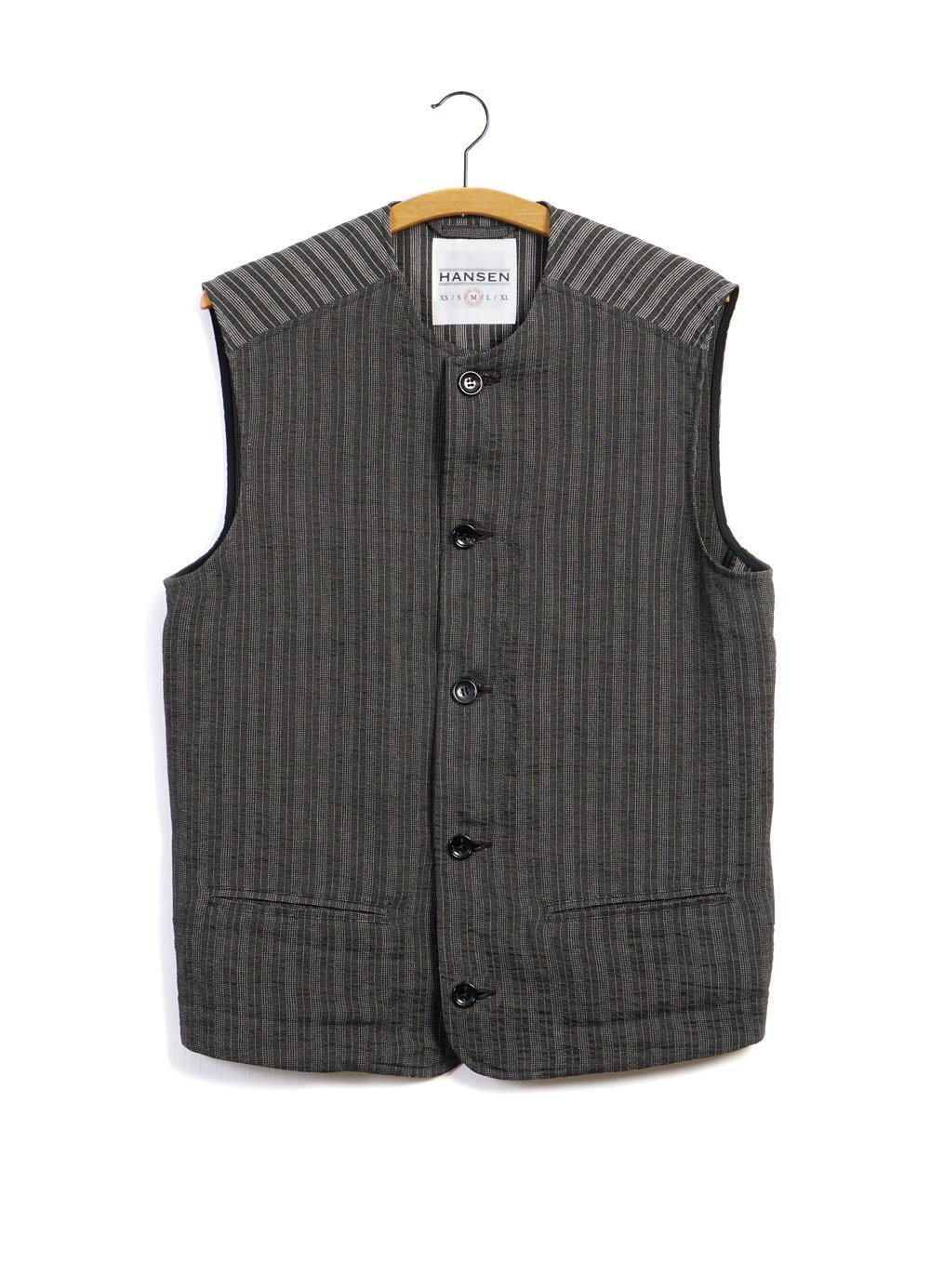 BEN | Crewneck Waistcoat| Taupe Stripes -HANSEN Garments- HANSEN Garments