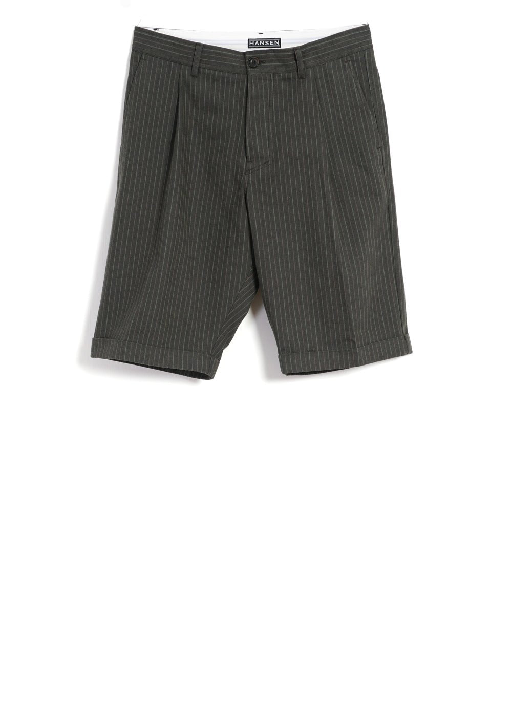 HANSEN GARMENTS - BIRK | Single Pleated Shorts | Khaki Pin - HANSEN Garments
