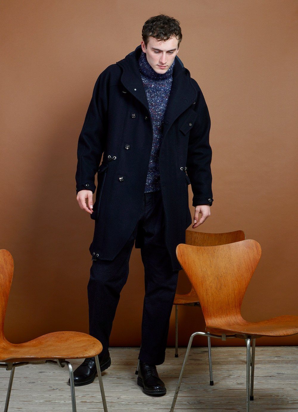 HANSEN Garments - BJARNE | Long Wool Felt Parka | Classic Navy - HANSEN Garments