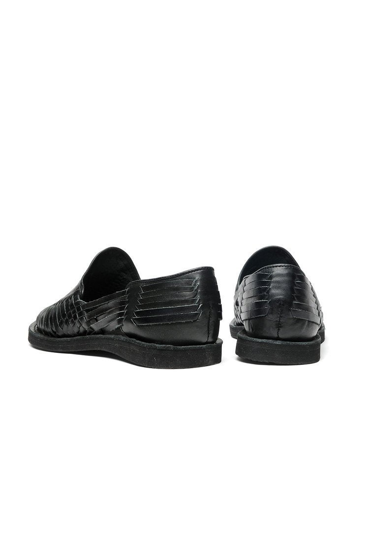 CHAMULA - Cancun Leather Huarache | Slip on Vegetable Tanned Sandals | Black - HANSEN Garments