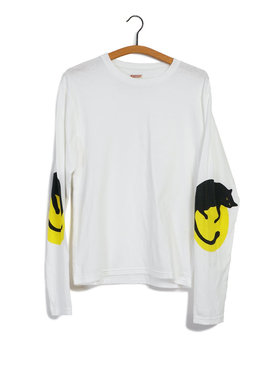 KAPITAL - CATPITAL PATCH | 20/- Jersey Long Sleeve T | White - HANSEN Garments