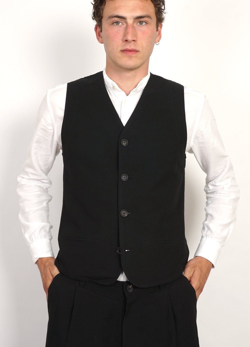 DANIEL | Four Button Waistcoat | Black -HANSEN Garments- HANSEN Garments