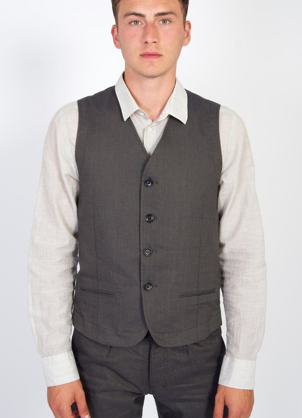 DANIEL | Four Button Waistcoat | Khaki | €240 -HANSEN Garments- HANSEN Garments