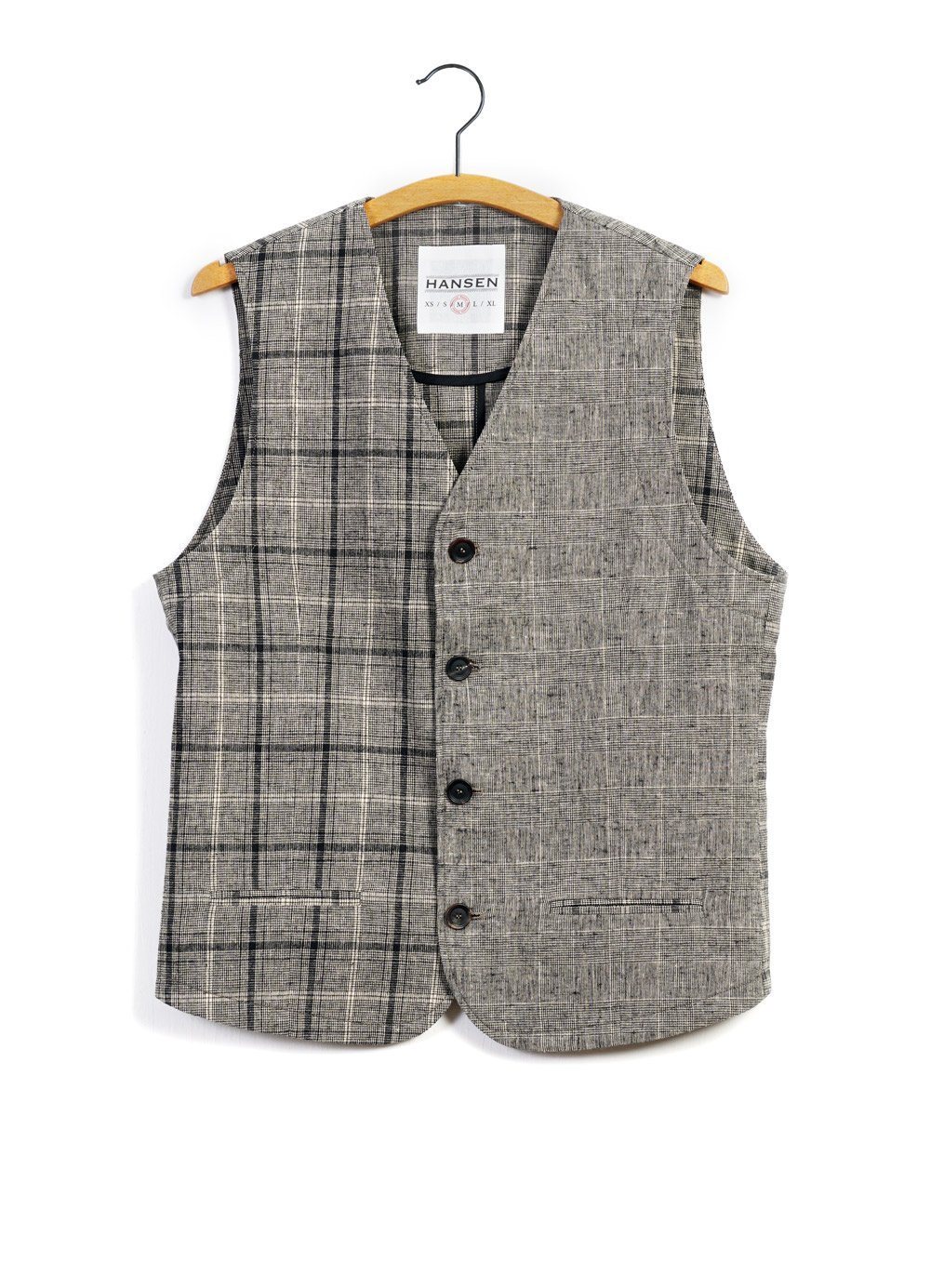 DANIEL | Four Button Waistcoat | Mixed Check -HANSEN Garments- HANSEN Garments