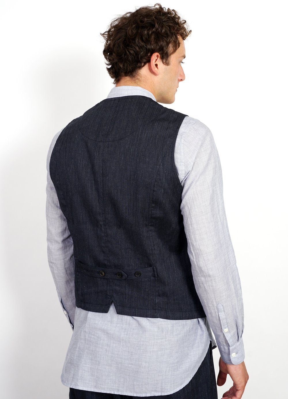 DANIEL | Four Button Waistcoat | Navy Melange -HANSEN Garments- HANSEN Garments