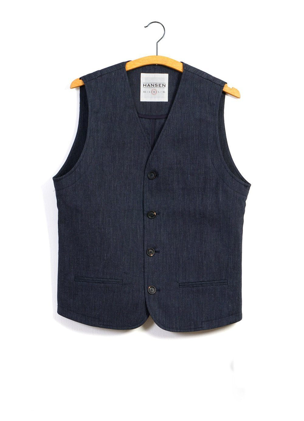 DANIEL | Four Button Waistcoat | Navy Melange -HANSEN Garments- HANSEN Garments