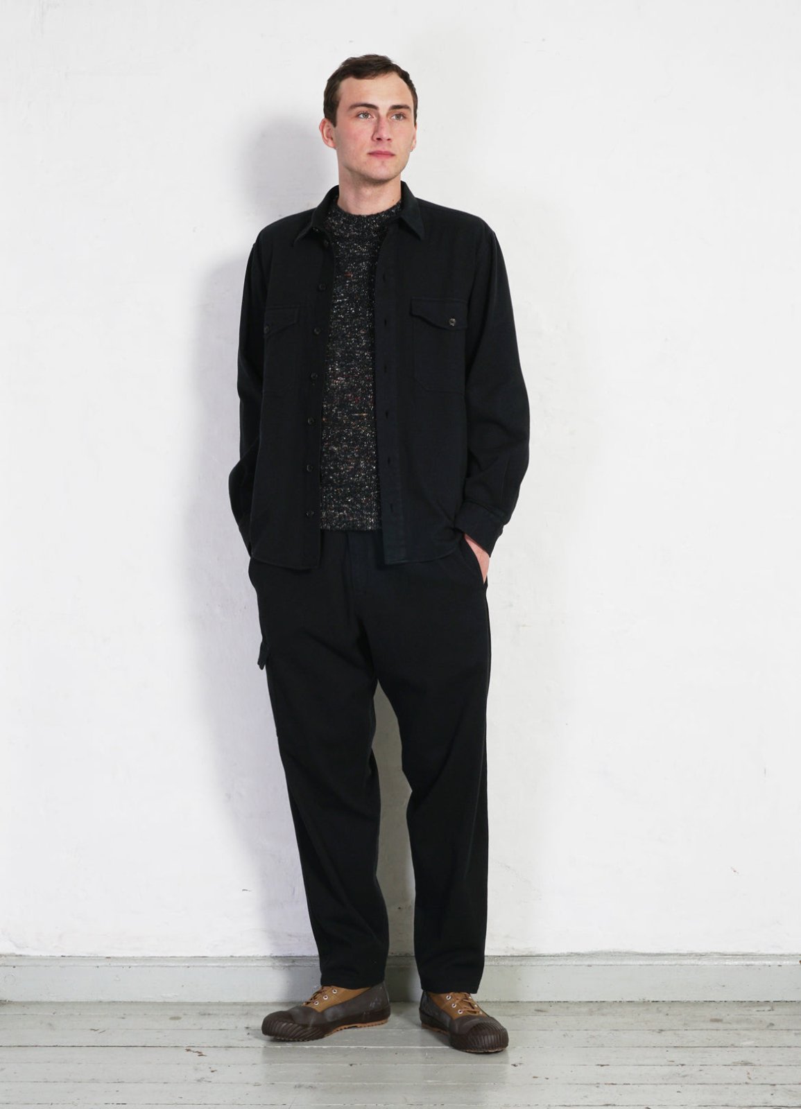 HANSEN GARMENTS - EIVIND | Crew Neck Rib Sweater | Donegal Black - HANSEN Garments